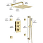 12" 3-Function Thermostatic Rain Shower System with Body Jets & Slide Bar