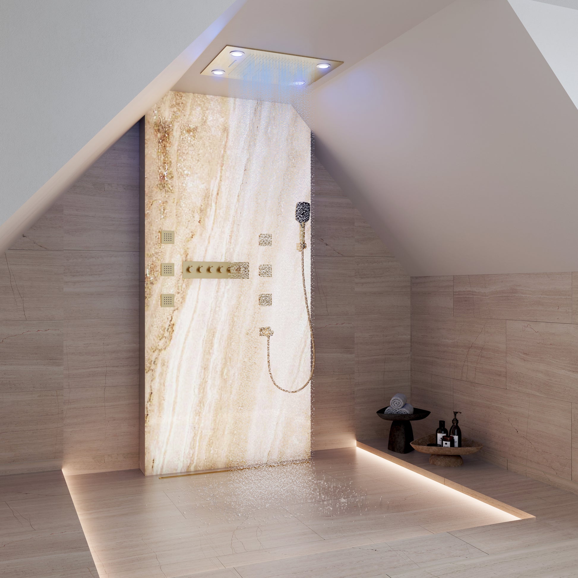 32" x 24" Luxury Shower System with Body Jets & LED Lights