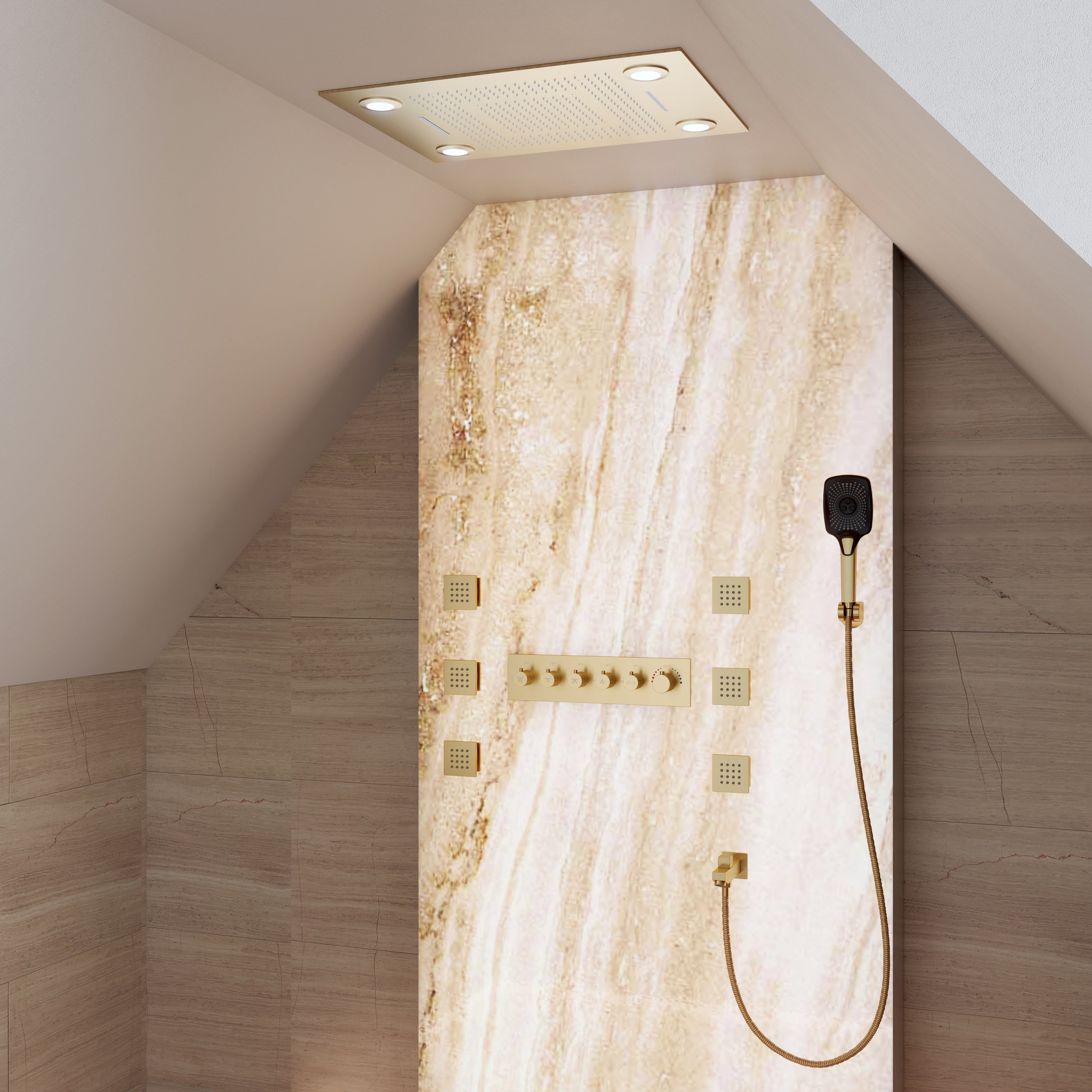 32" x 24" Luxury Shower System with Body Jets & LED Lights