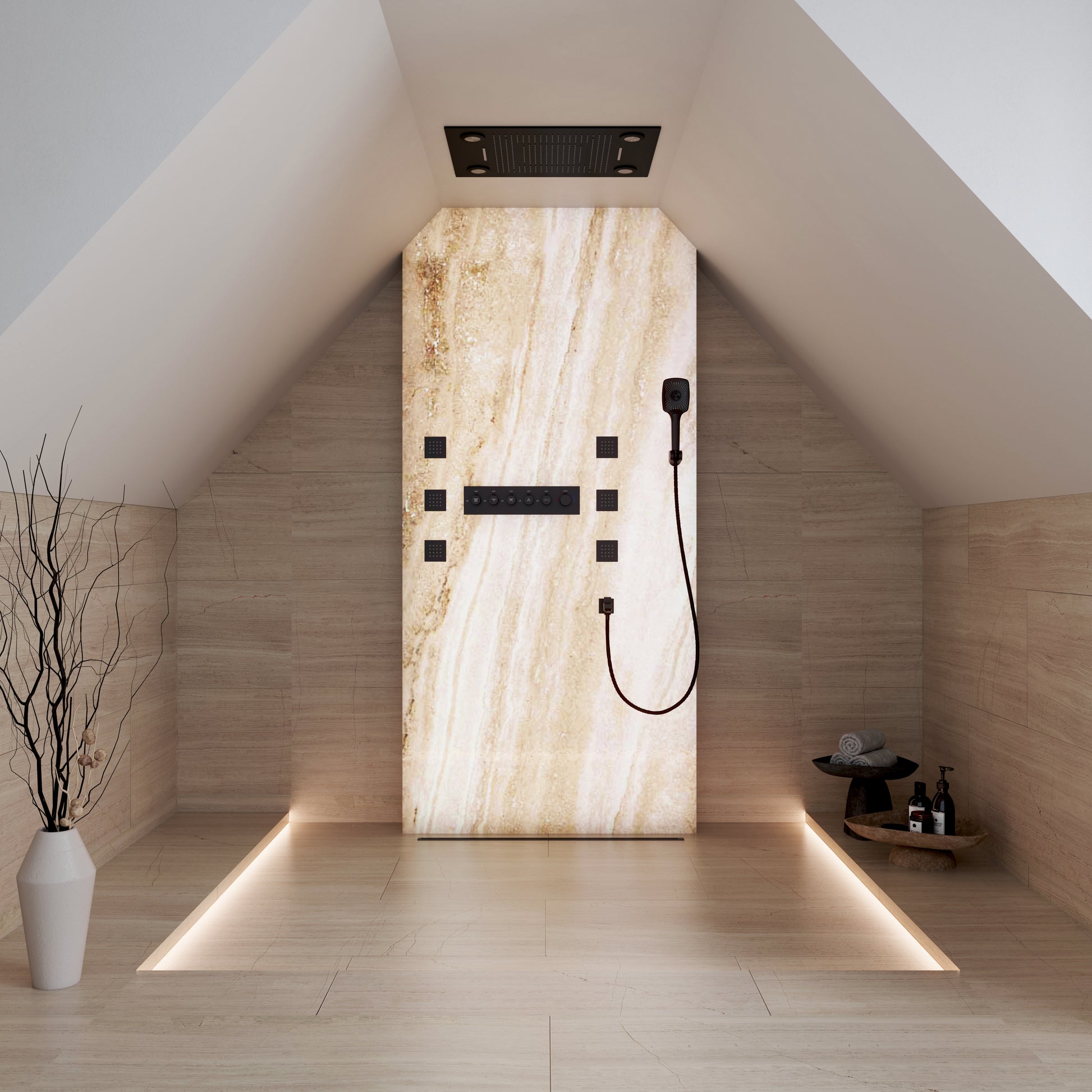 32" x 24" Luxury Shower System with Body Jets & LED Lights
