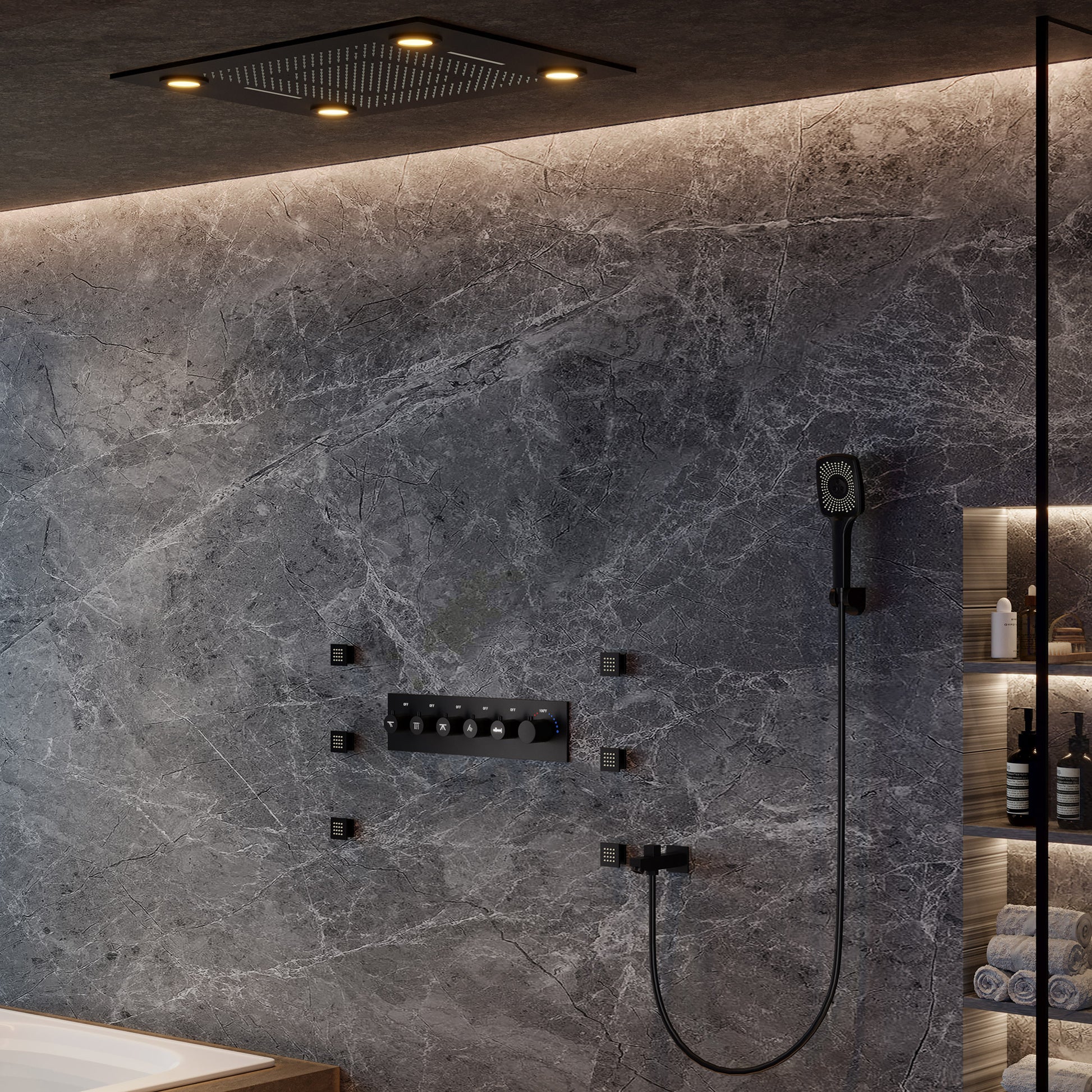 32*24-inch Luxury Shower System with Body Jets & LED Lights