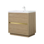 36-inch Freestanding Bathroom Vanity with Stone Resin Sink and 2 Drawers