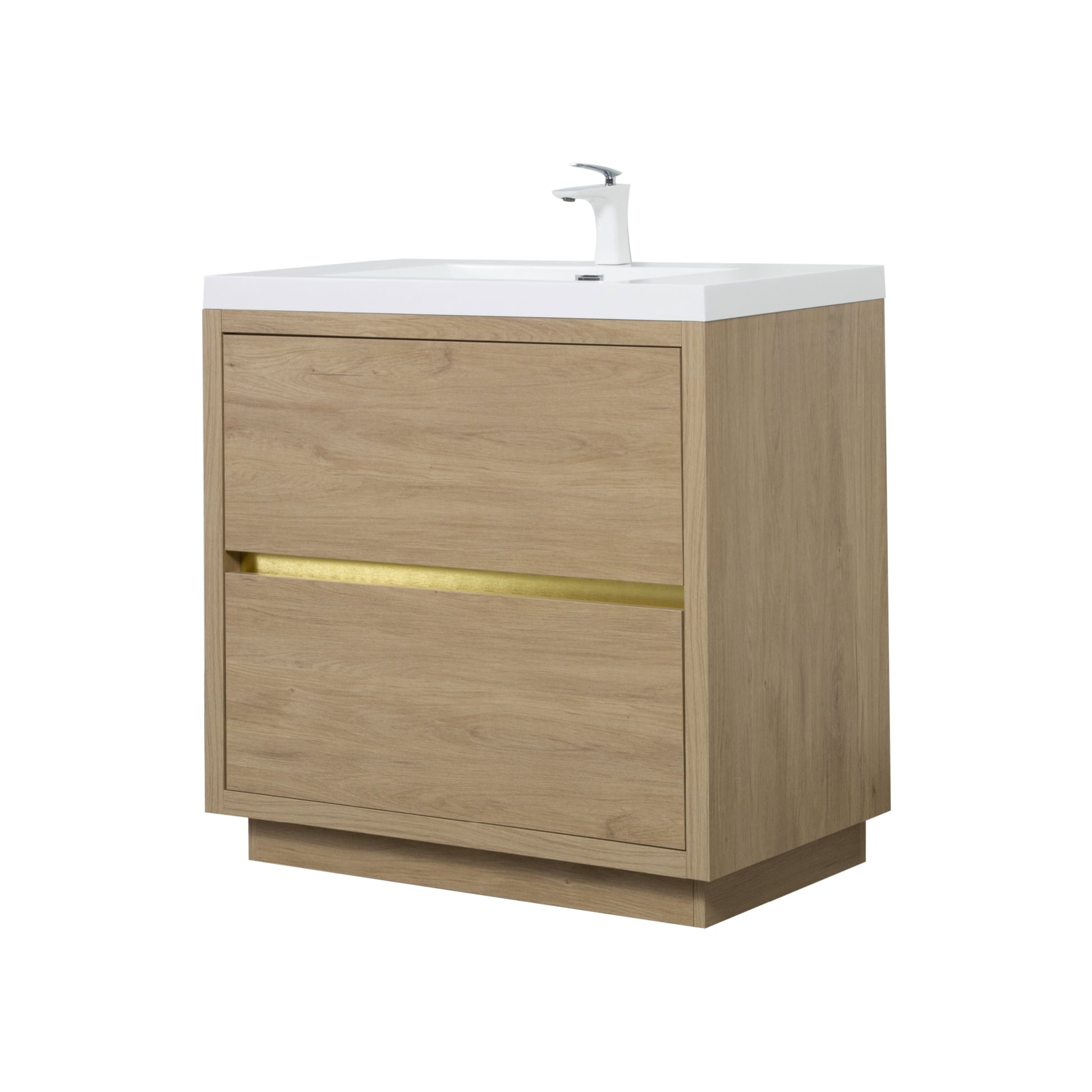 36-inch Freestanding Bathroom Vanity with Stone Resin Sink and 2 Drawers