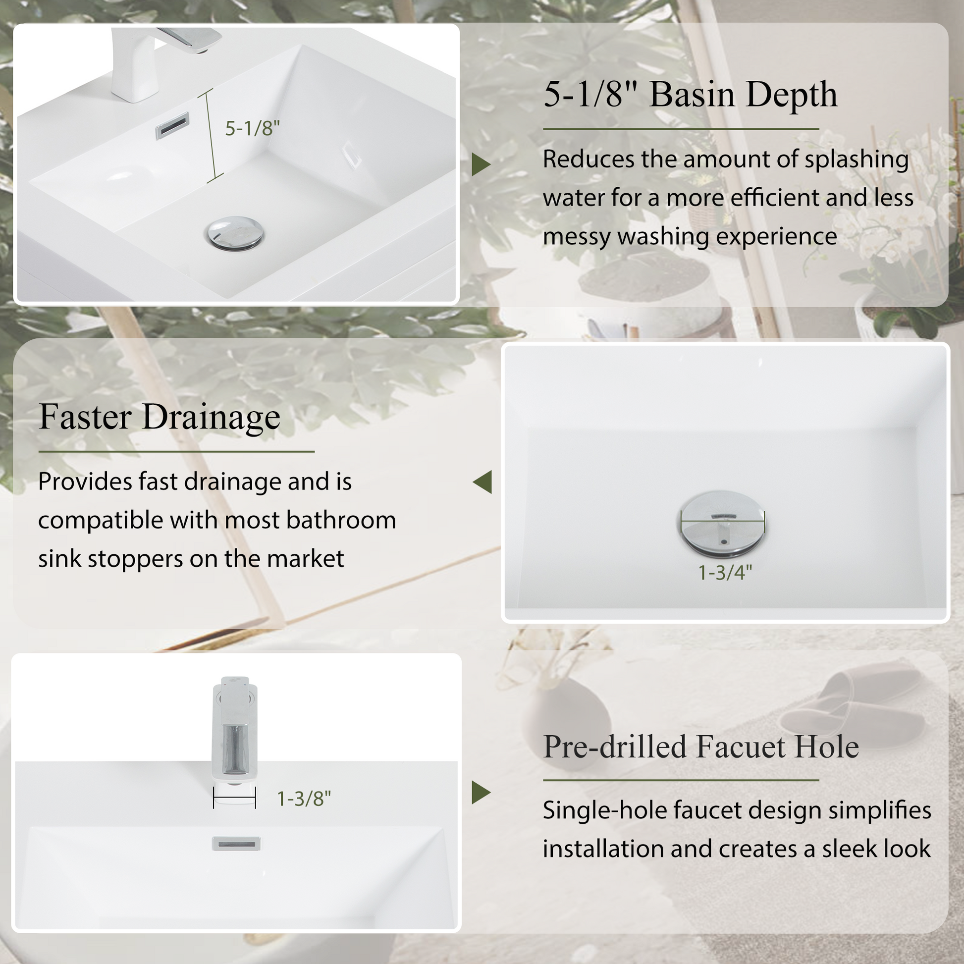 36-inch Freestanding Bathroom Vanity with Stone Resin Sink and 2 Drawers