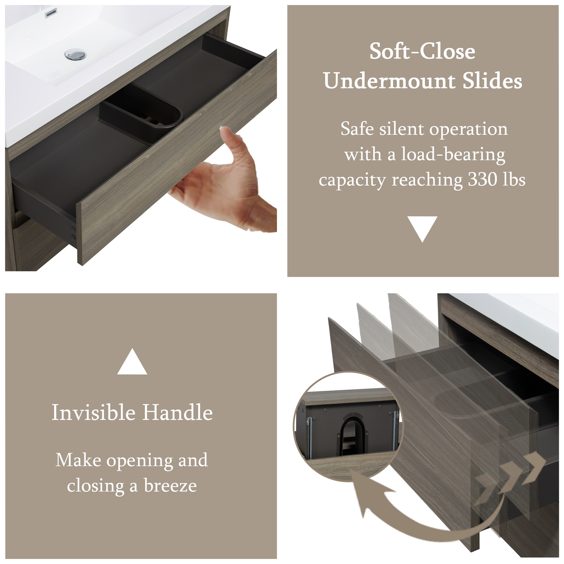 42-inch Wall-Mounted Bathroom Vanity with Sink and Storage Cabinet