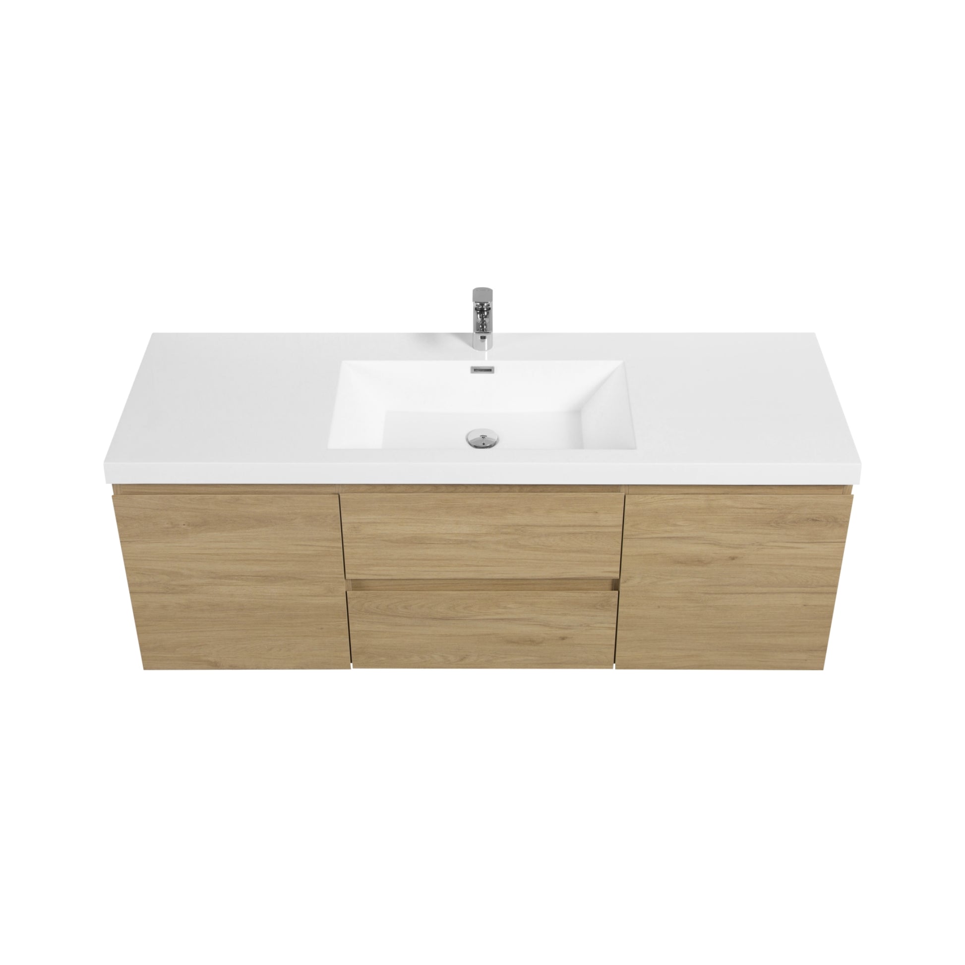 60-inch Wall-Mounted Bathroom Vanity with Resin Sink and Soft-Close Drawers