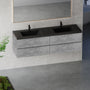 72-inch Wall-Mounted Bathroom Vanity with Double Black Quartz Basins