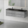 72-inch Wall-Mounted Bathroom Vanity with Double Black Quartz Basins