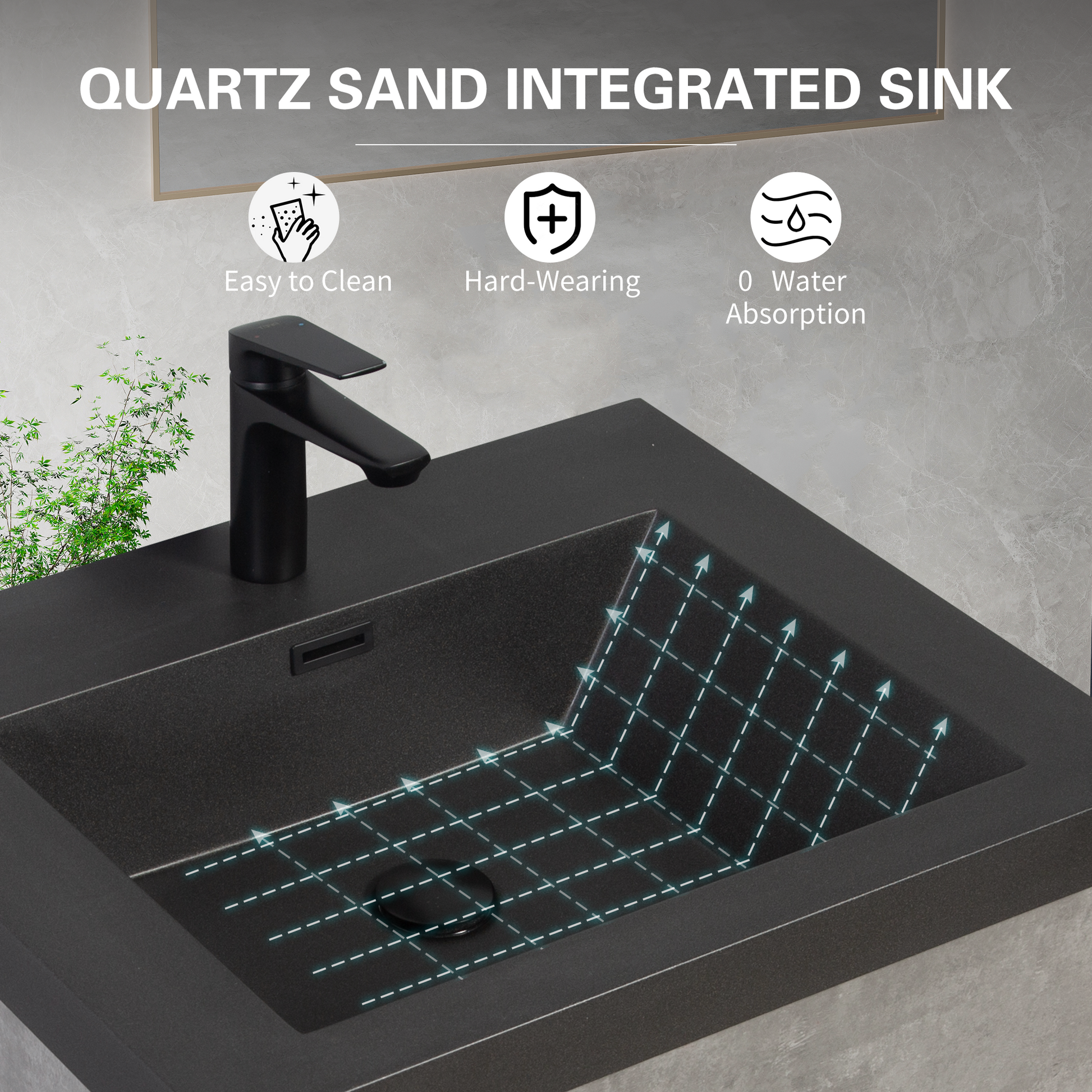 72-inch Wall-Mounted Bathroom Vanity with Double Black Quartz Basins