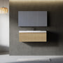 42-inch Wall-Mounted Bathroom Vanity with Wave Texture and Single Sink