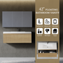 42-inch Wall-Mounted Bathroom Vanity with Wave Texture and Single Sink