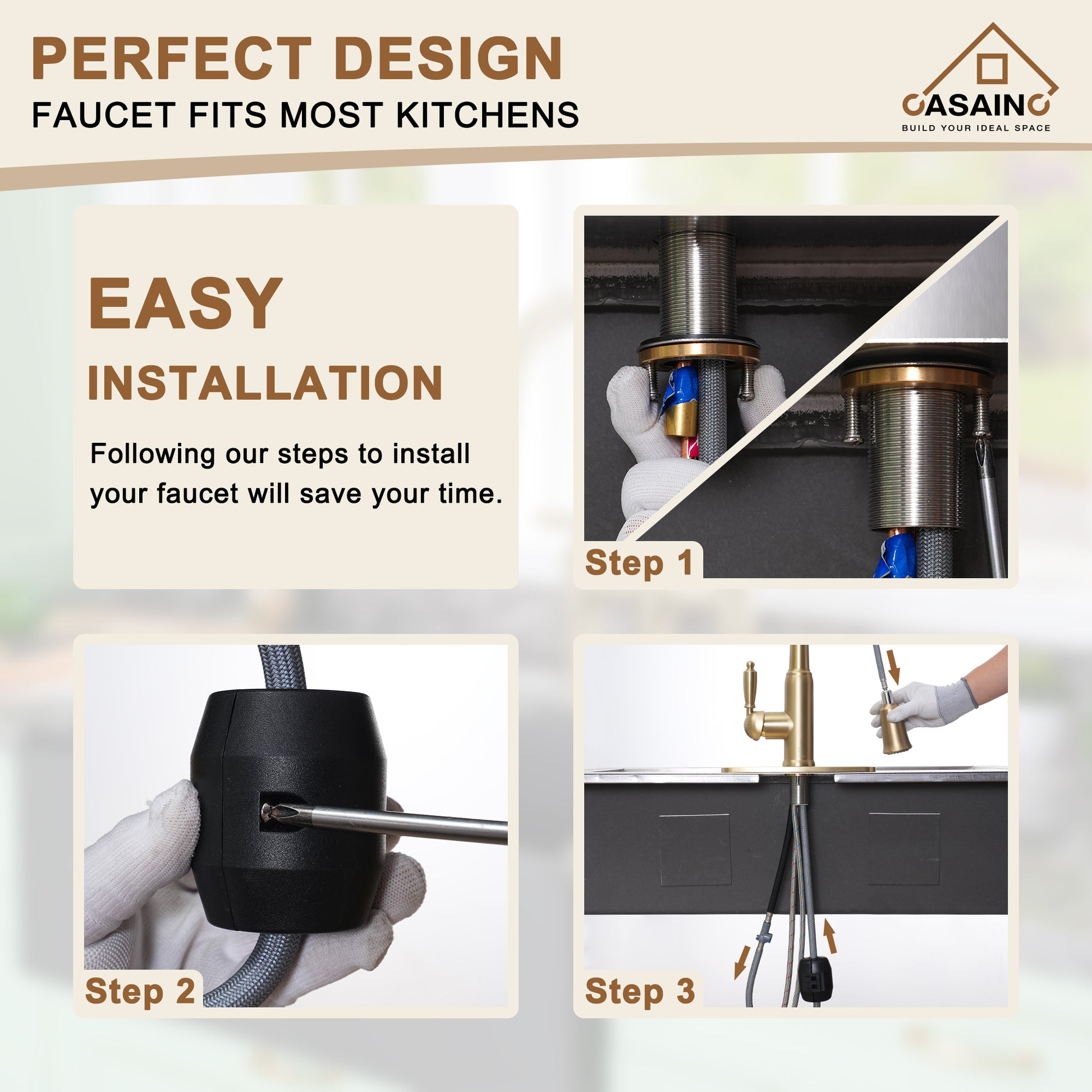 Casainc Single-Handle Kitchen Faucet with  Pull-Out Sprayer