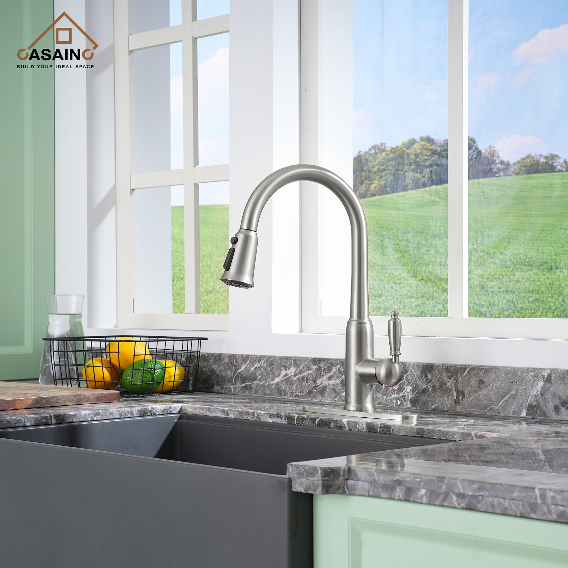 Casainc Single-Handle Kitchen Faucet with  Pull-Out Sprayer