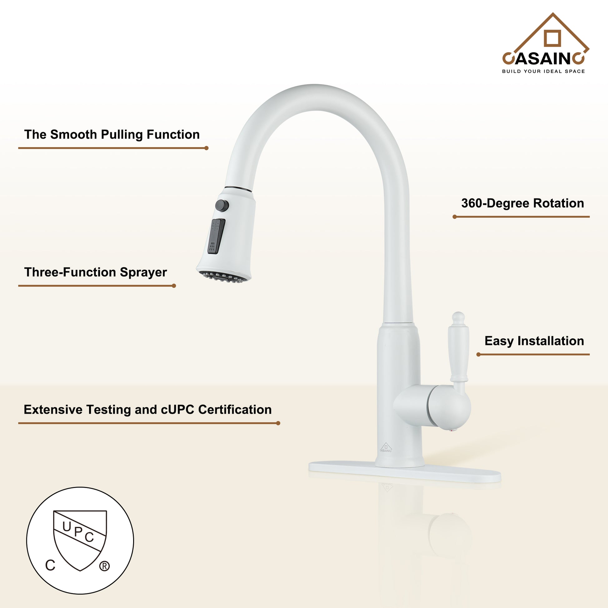 Casainc Single-Handle Kitchen Faucet with  Pull-Out Sprayer