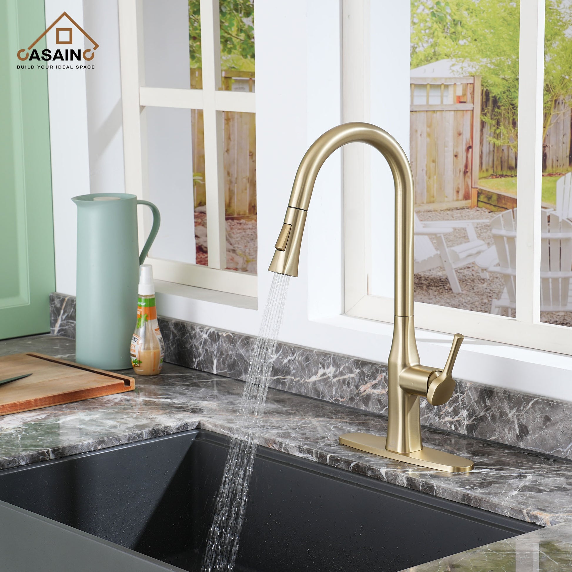 CASAINC Single-Handle Kitchen Faucet with  Pull-Down Sprayer