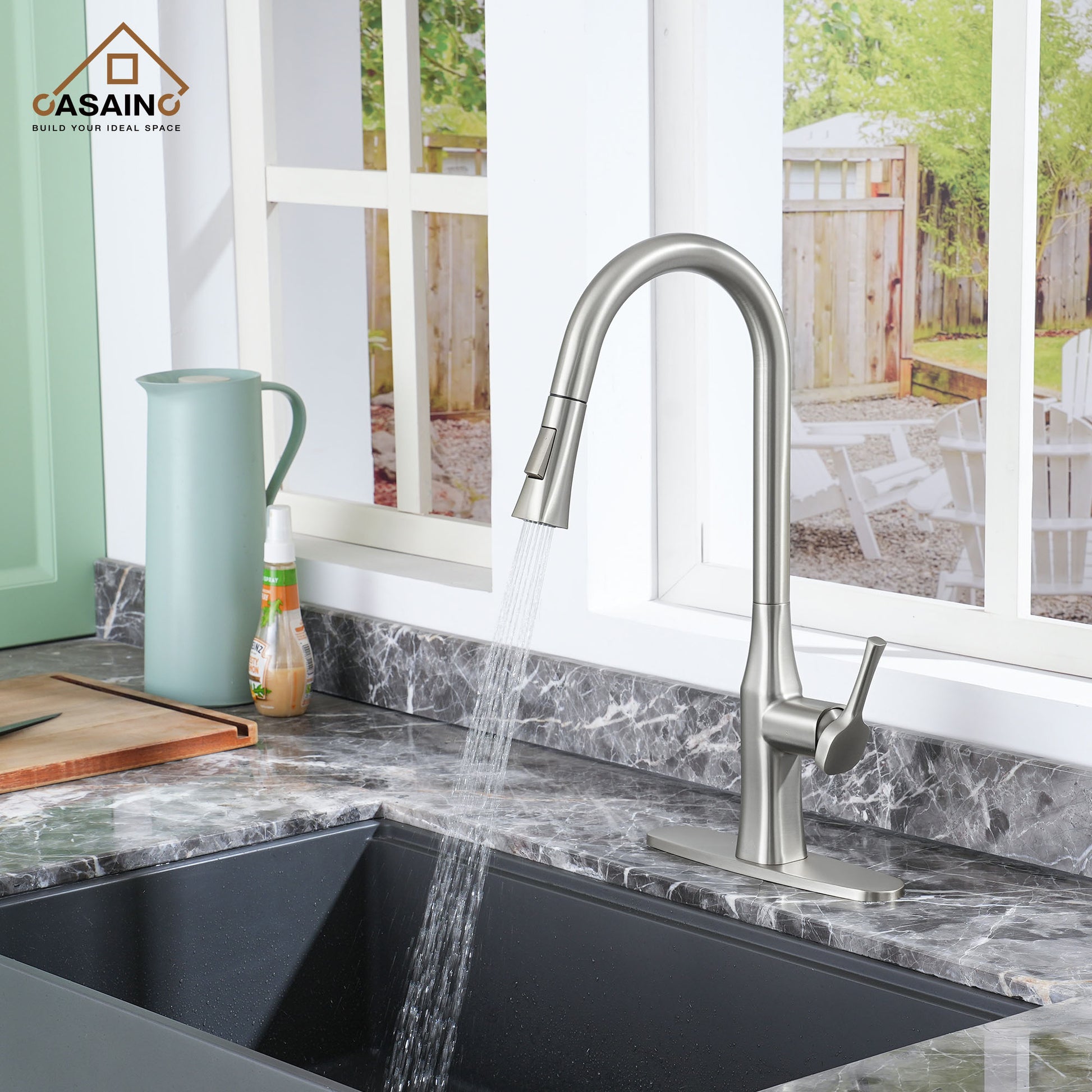 CASAINC Single-Handle Kitchen Faucet with  Pull-Down Sprayer