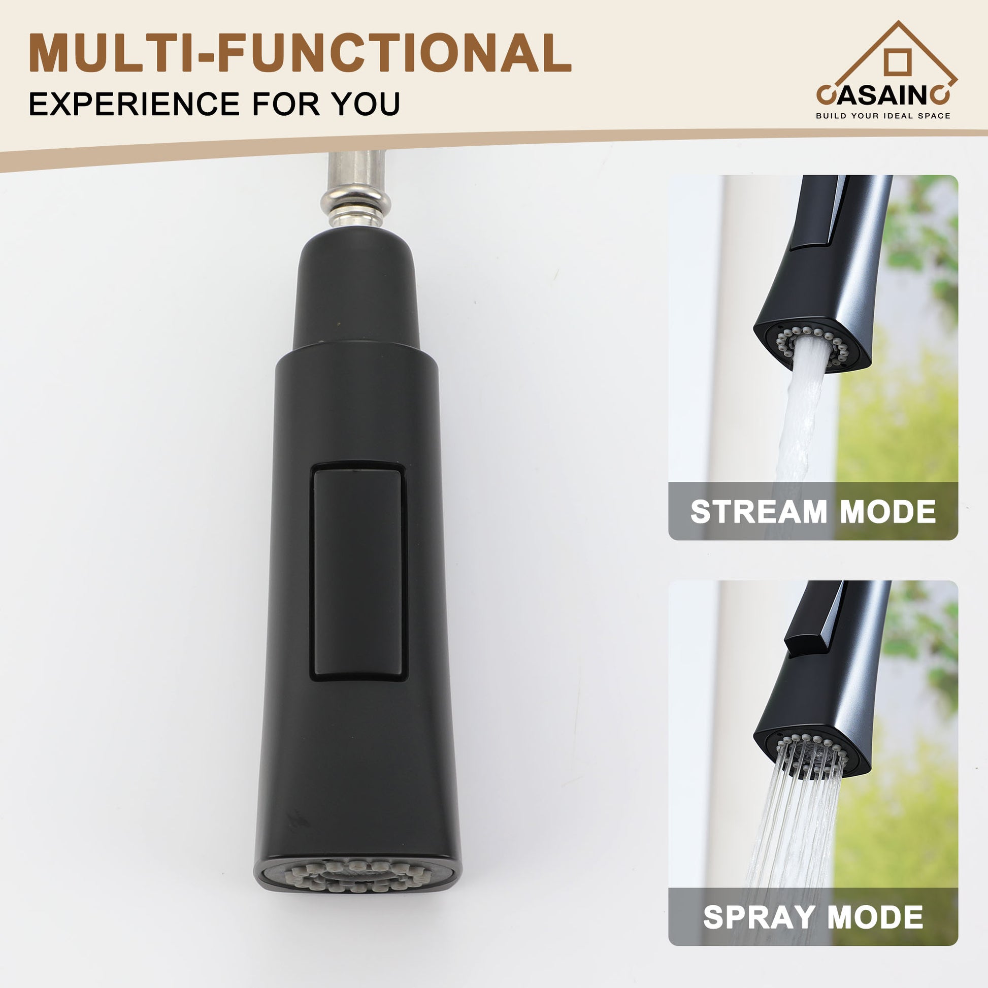 CASAINC Single-Handle Kitchen Faucet with  Pull-Down Sprayer