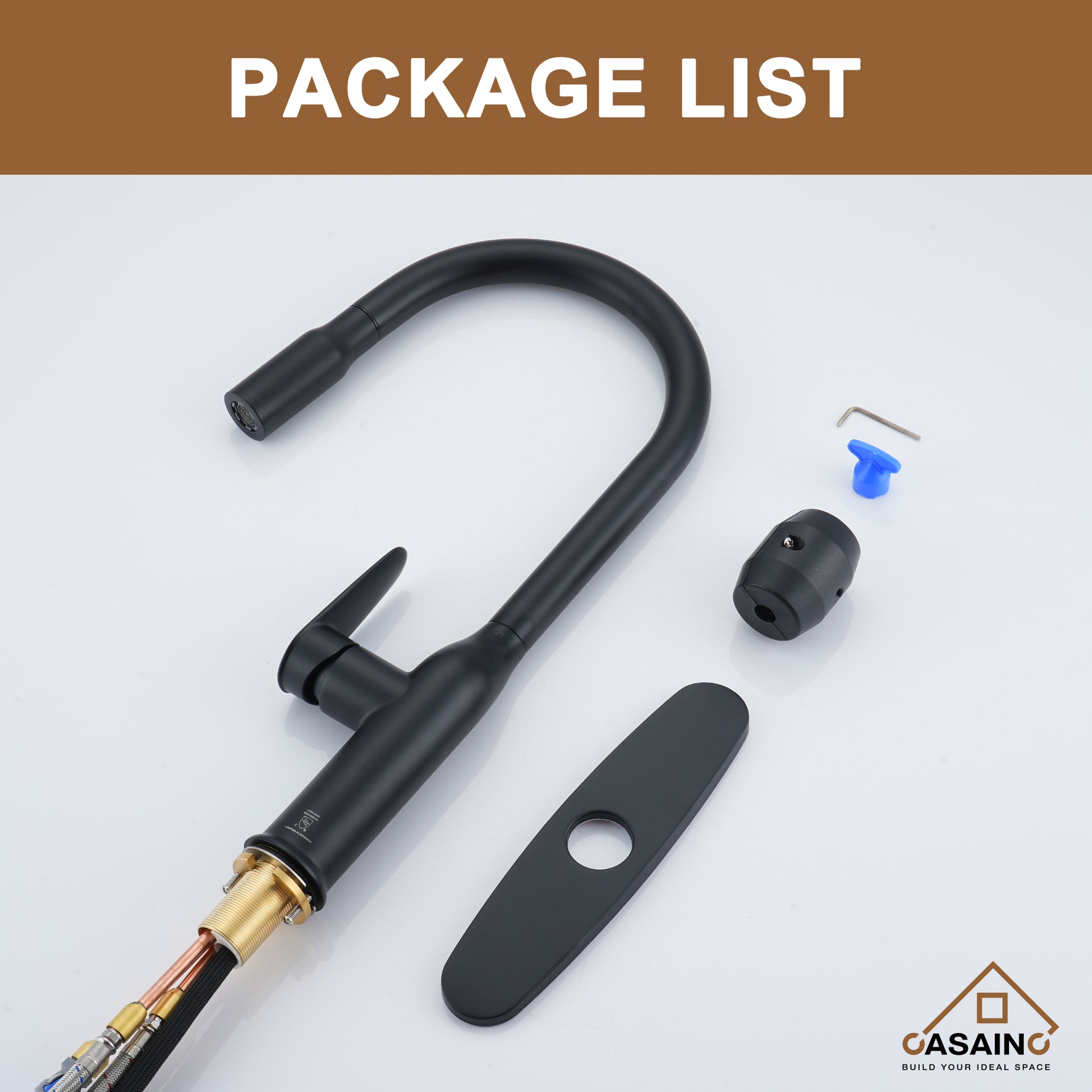 Single-Handle Pull-Out Sprayer Kitchen Faucet Deckplate Included in Brushed Nickel/Matte Black/Matte White/Brushed Gold