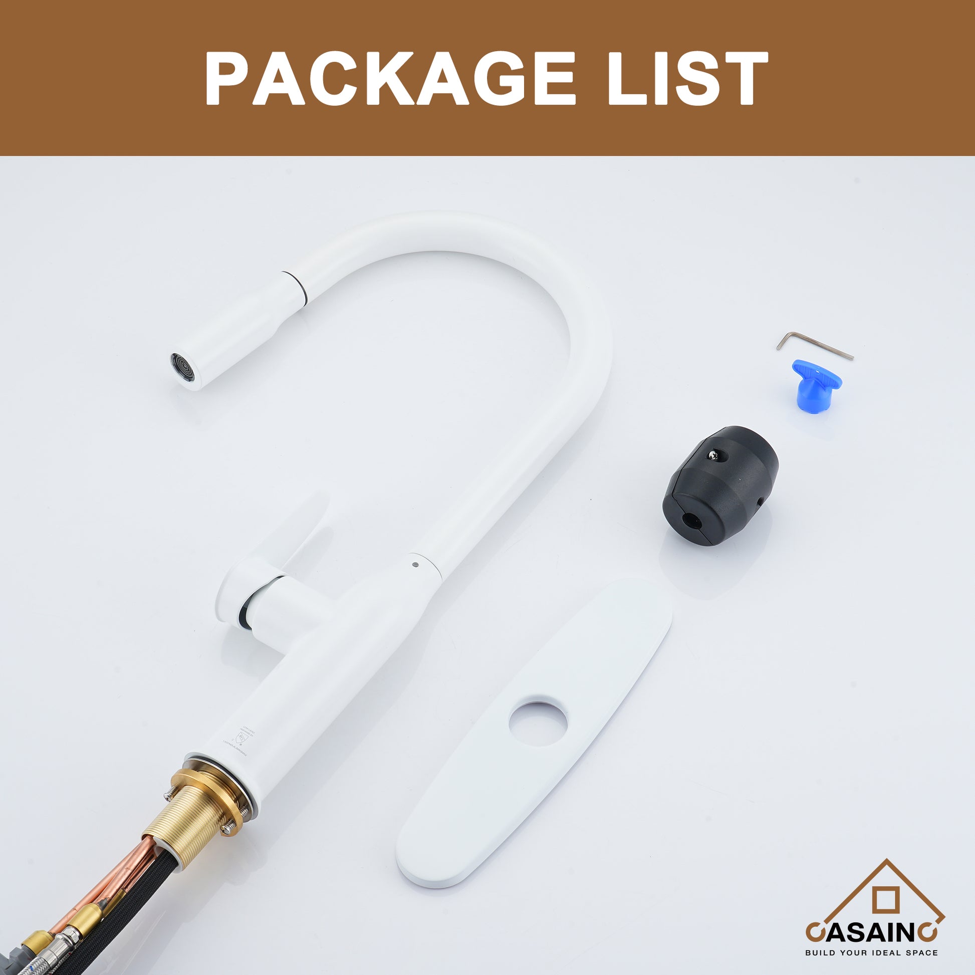 Single-Handle Pull-Out Sprayer Kitchen Faucet Deckplate Included in Brushed Nickel/Matte Black/Matte White/Brushed Gold