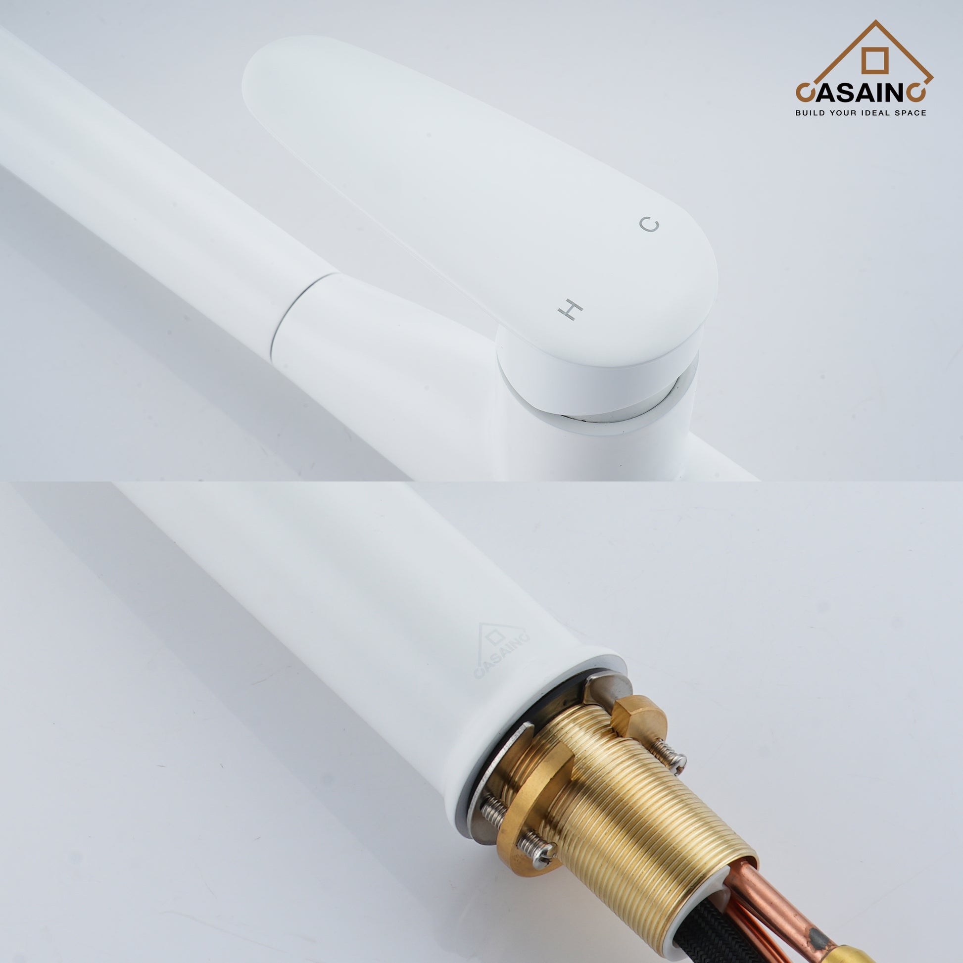 Single-Handle Pull-Out Sprayer Kitchen Faucet Deckplate Included in Brushed Nickel/Matte Black/Matte White/Brushed Gold