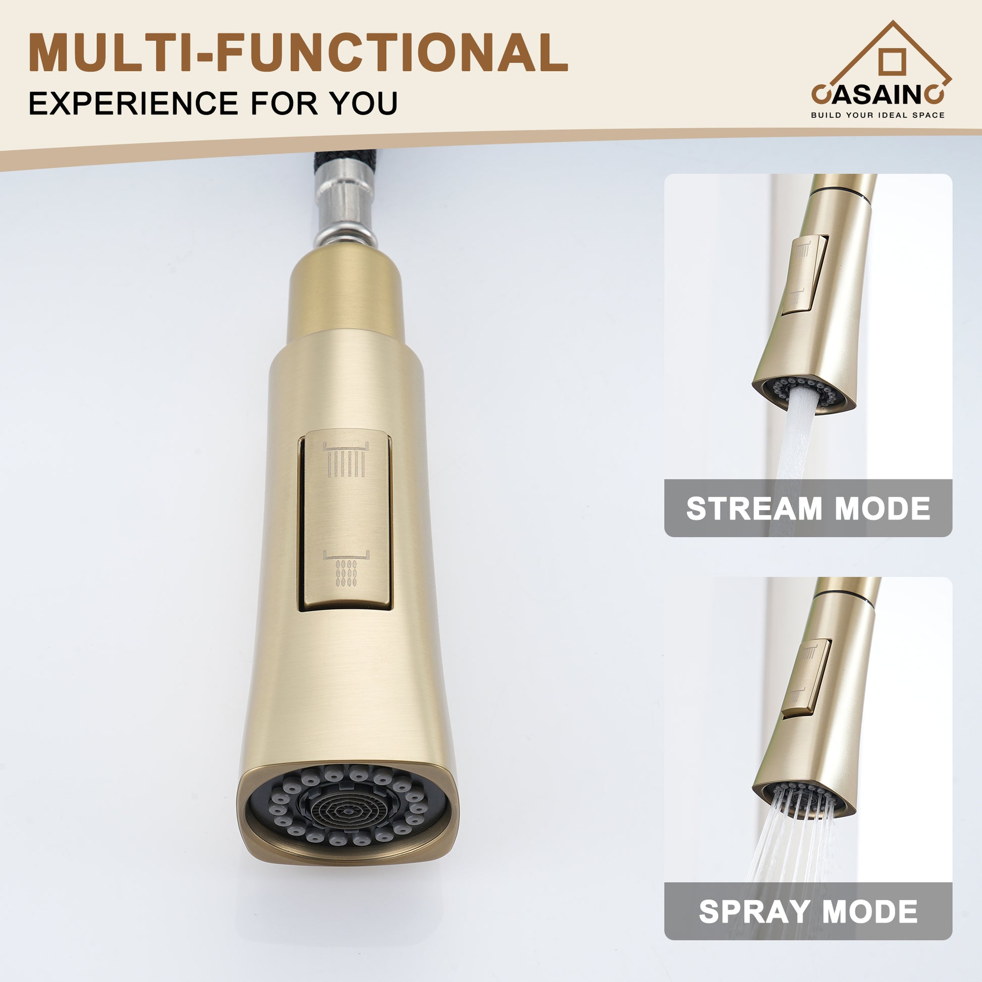 Single-Handle Pull-Out Sprayer Kitchen Faucet Deckplate Included in Brushed Nickel/Matte Black/Matte White/Brushed Gold