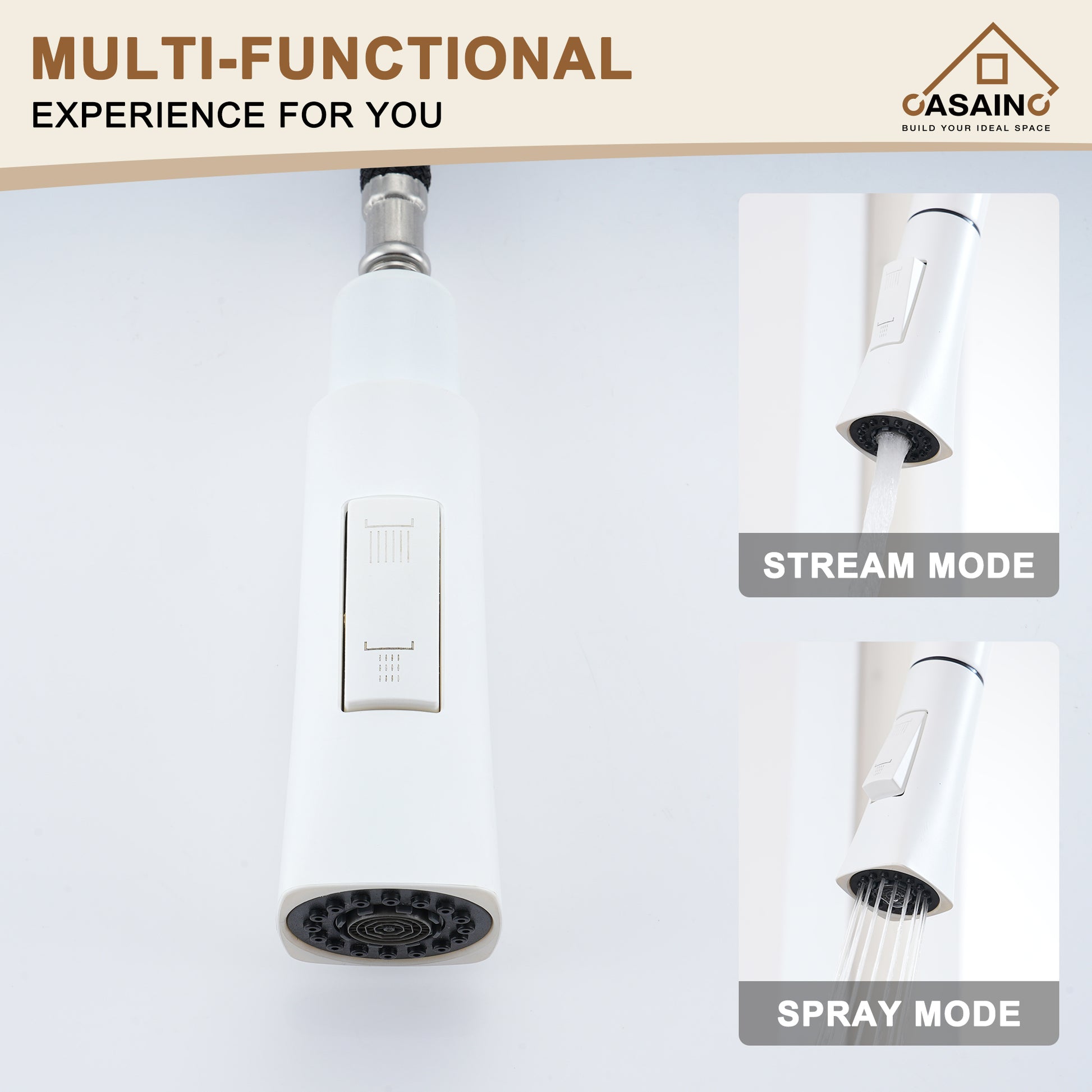 Single-Handle Pull-Out Sprayer Kitchen Faucet Deckplate Included in Brushed Nickel/Matte Black/Matte White/Brushed Gold