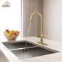Single-Handle Kitchen Faucet with Pull-Out Sprayer in Matte Black Brushed Nickel Brushed Gold
