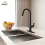 Single-Handle Kitchen Faucet with Pull-Out Sprayer in Matte Black Brushed Nickel Brushed Gold