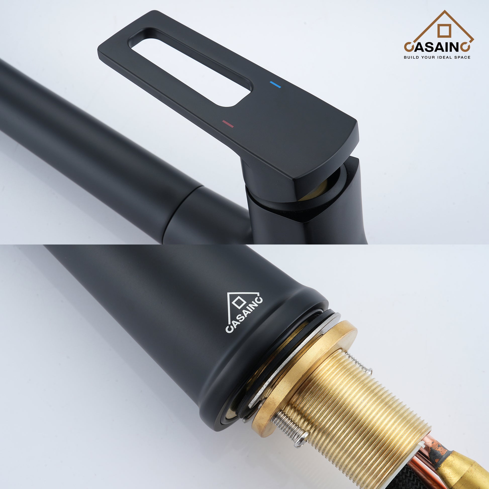 CASAINC Single-Handle Pull-Out Kitchen Faucet in Brushed Nickel/Matte Black/Matte White/Brushed Gold