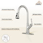 CASAINC Single-Handle Kitchen Faucet with Pull-Out Sprayer in Brushed Nickel/Matte Black/Matte White/Brushed Gold