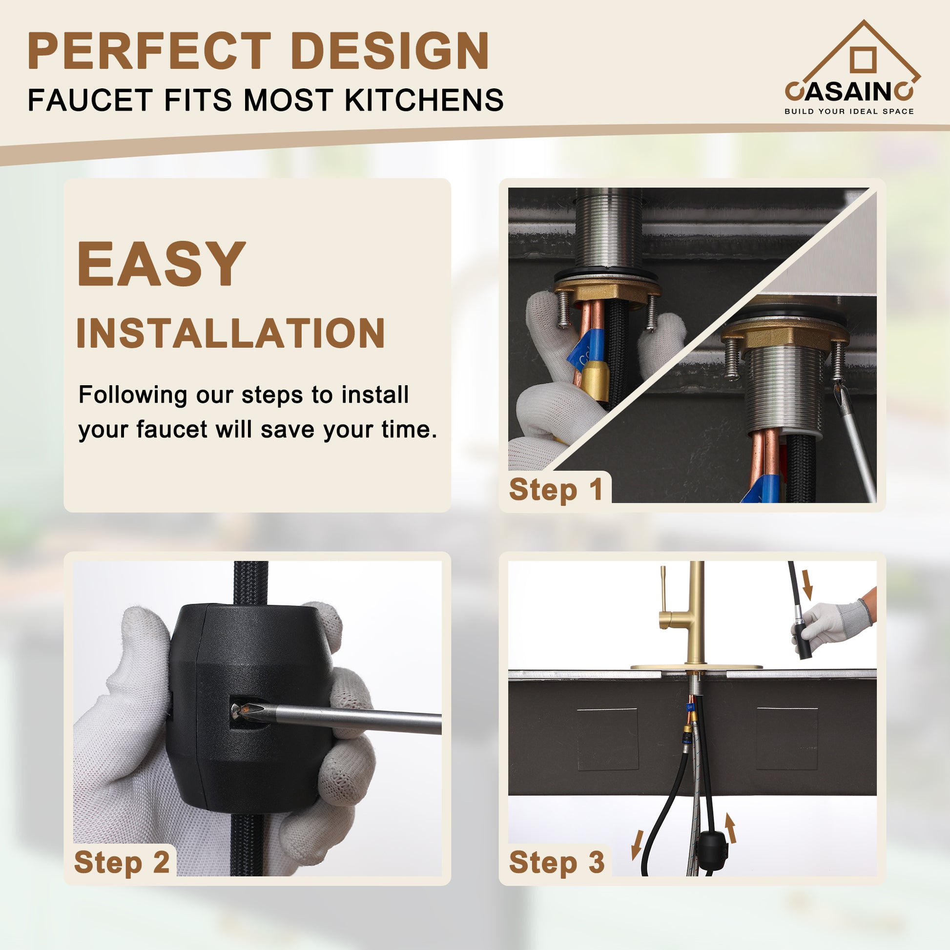 CASAINC Single-Handle Kitchen Faucet with  Pull-Out Sprayer