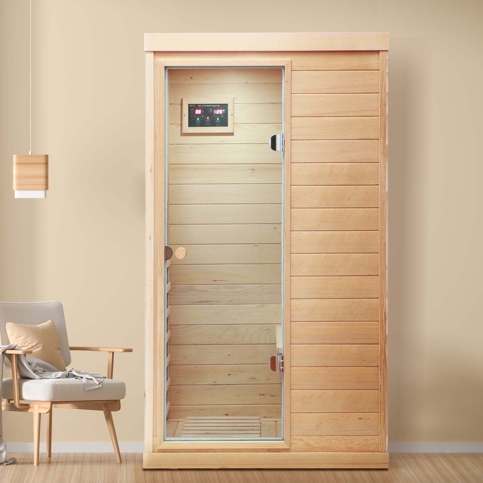 Mini 1-Person Far Infrared Indoor Sauna with Bluetooth Audio & Touch Control