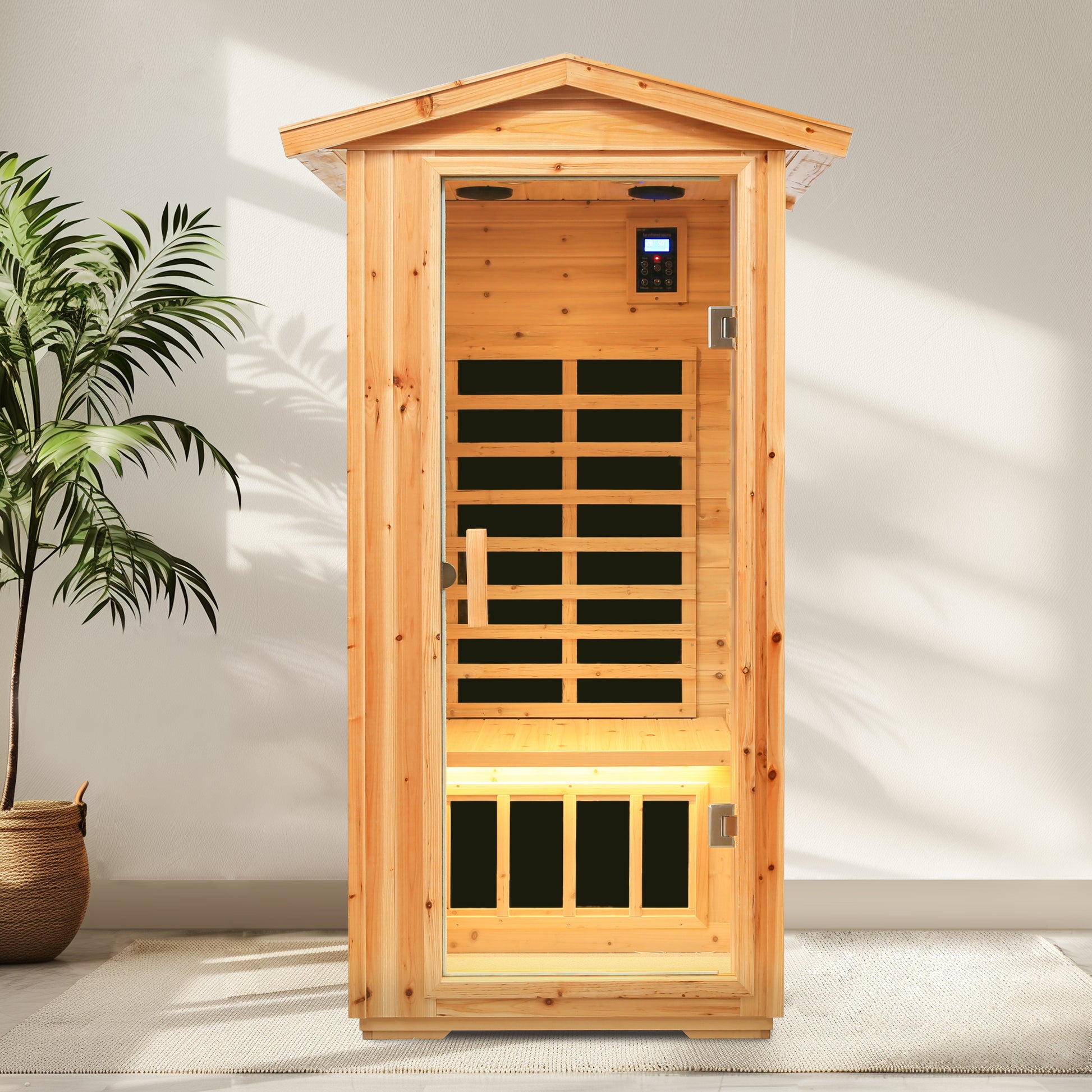 One Person Outdoor Far Infrared Sauna with Bluetooth & LED Lighting