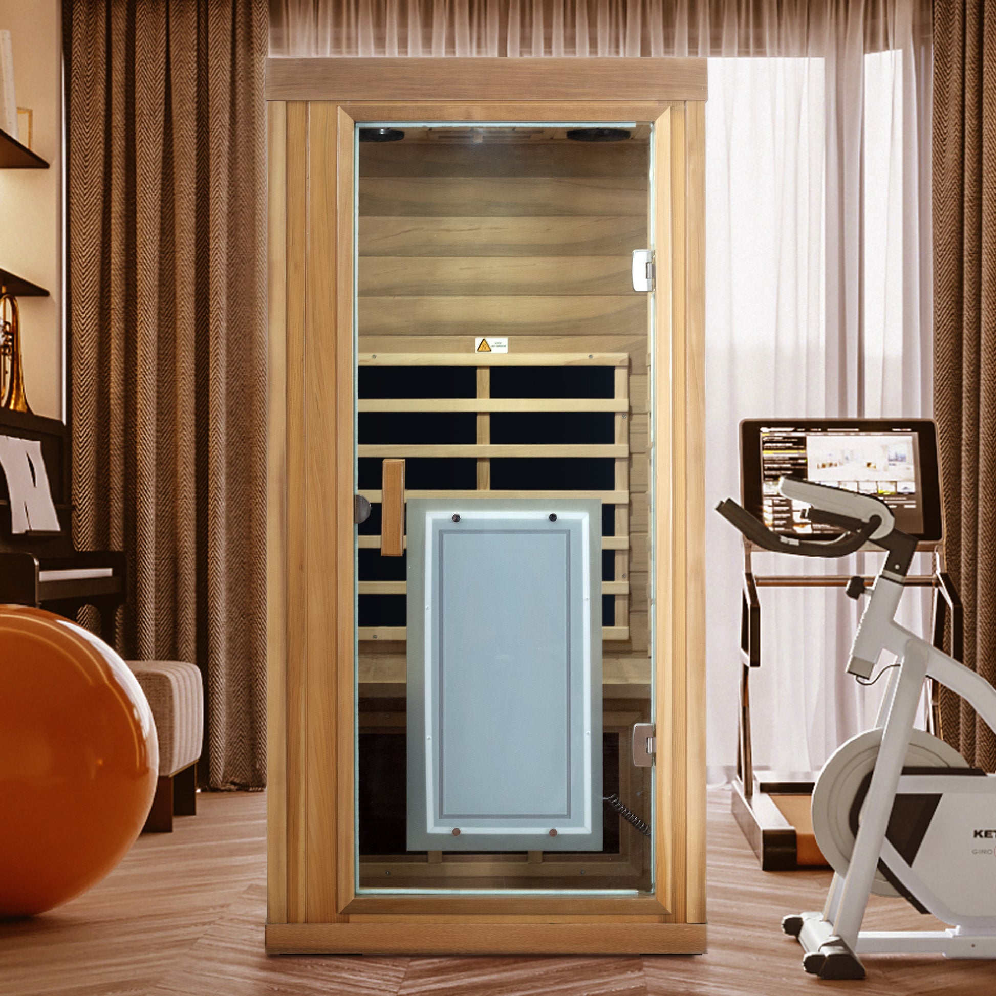One-Person Far Infrared Red Cedar Indoor Sauna with 8 Heating Panels