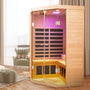 2-Person Corner Sauna Room Far Infrared Hemlock Sauna with Double Door