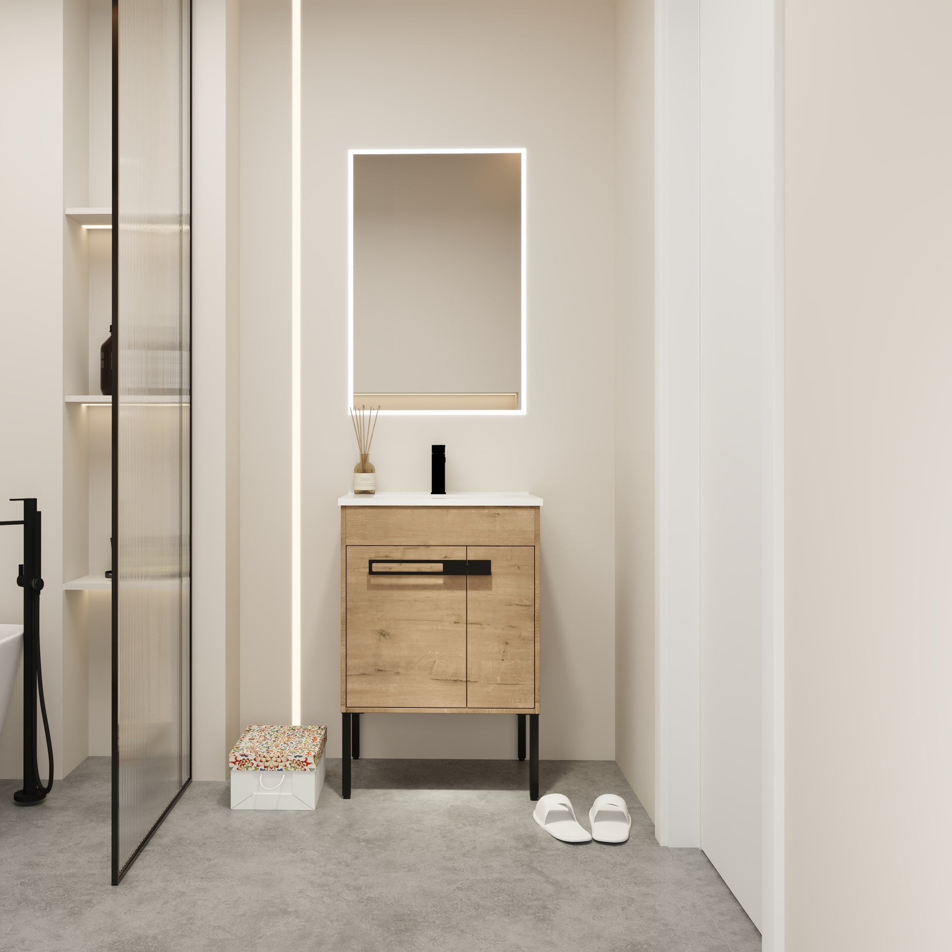 24"/30"/36" Freestanding Plywood Bathroom Vanity with Ceramic Sink