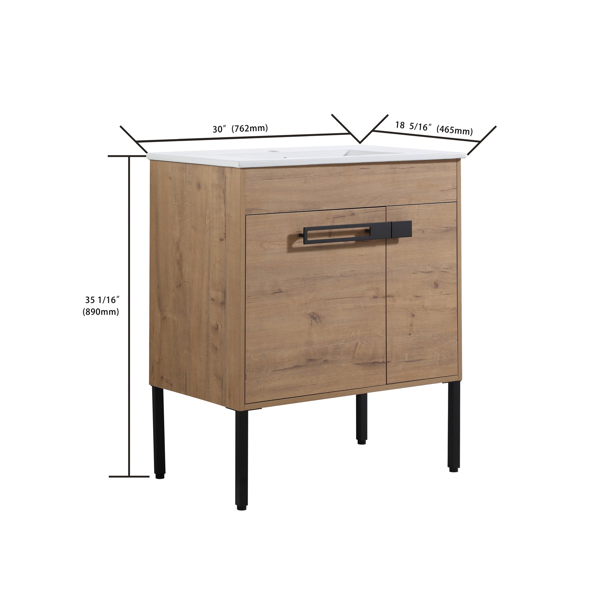 24"/30"/36" Freestanding Plywood Bathroom Vanity with Ceramic Sink