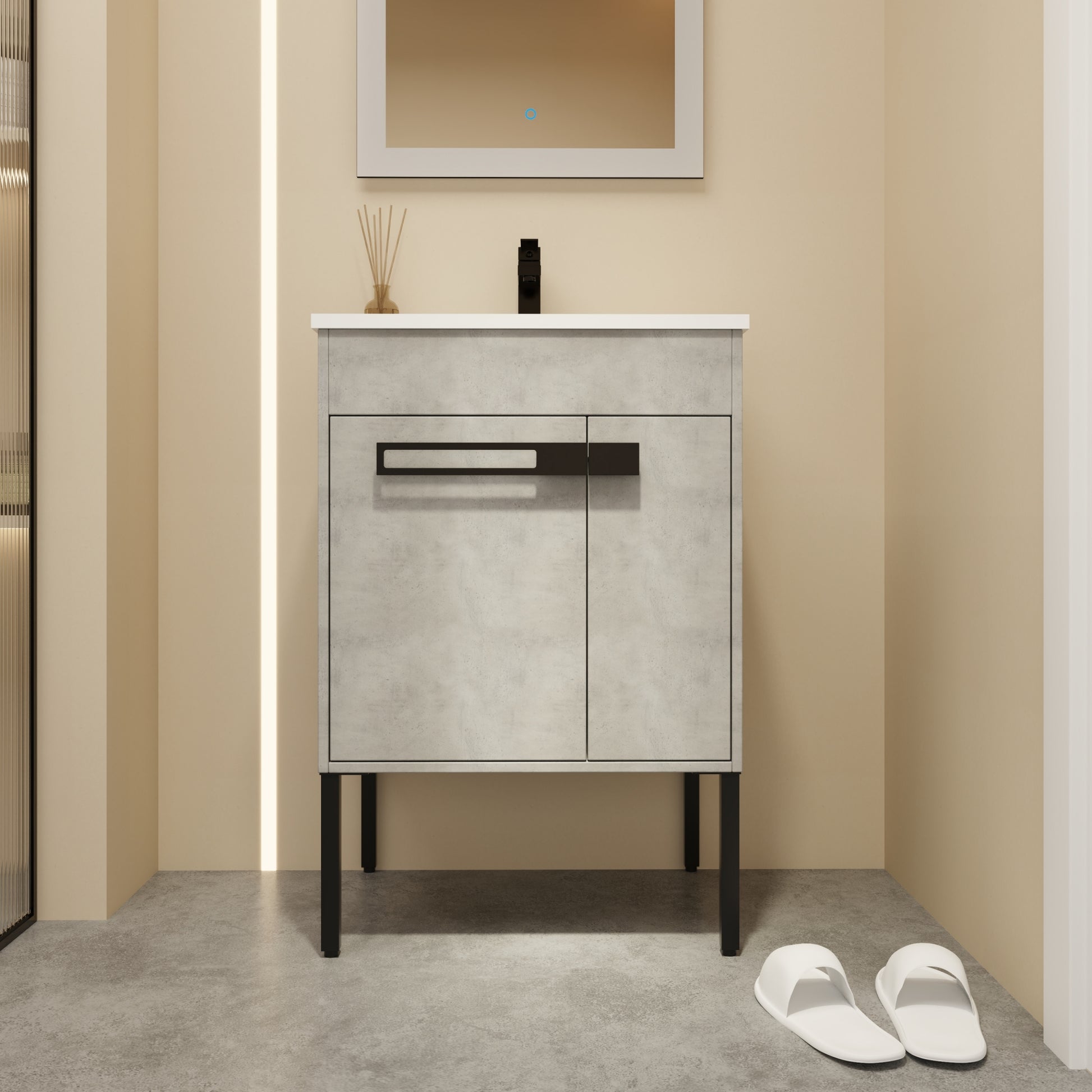 24"/30"/36" Freestanding Plywood Bathroom Vanity with Ceramic Sink
