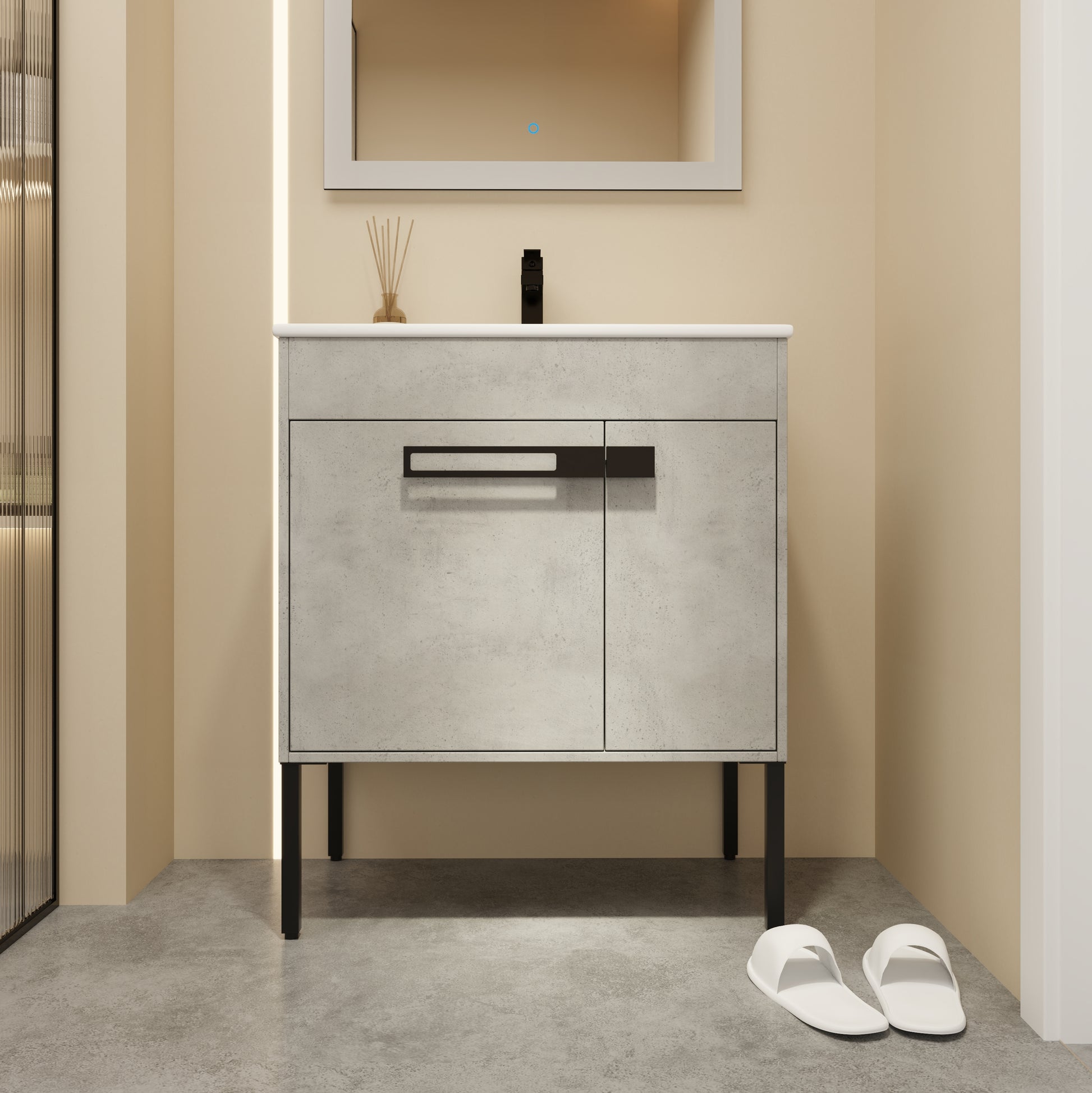 24"/30"/36" Freestanding Plywood Bathroom Vanity with Ceramic Sink