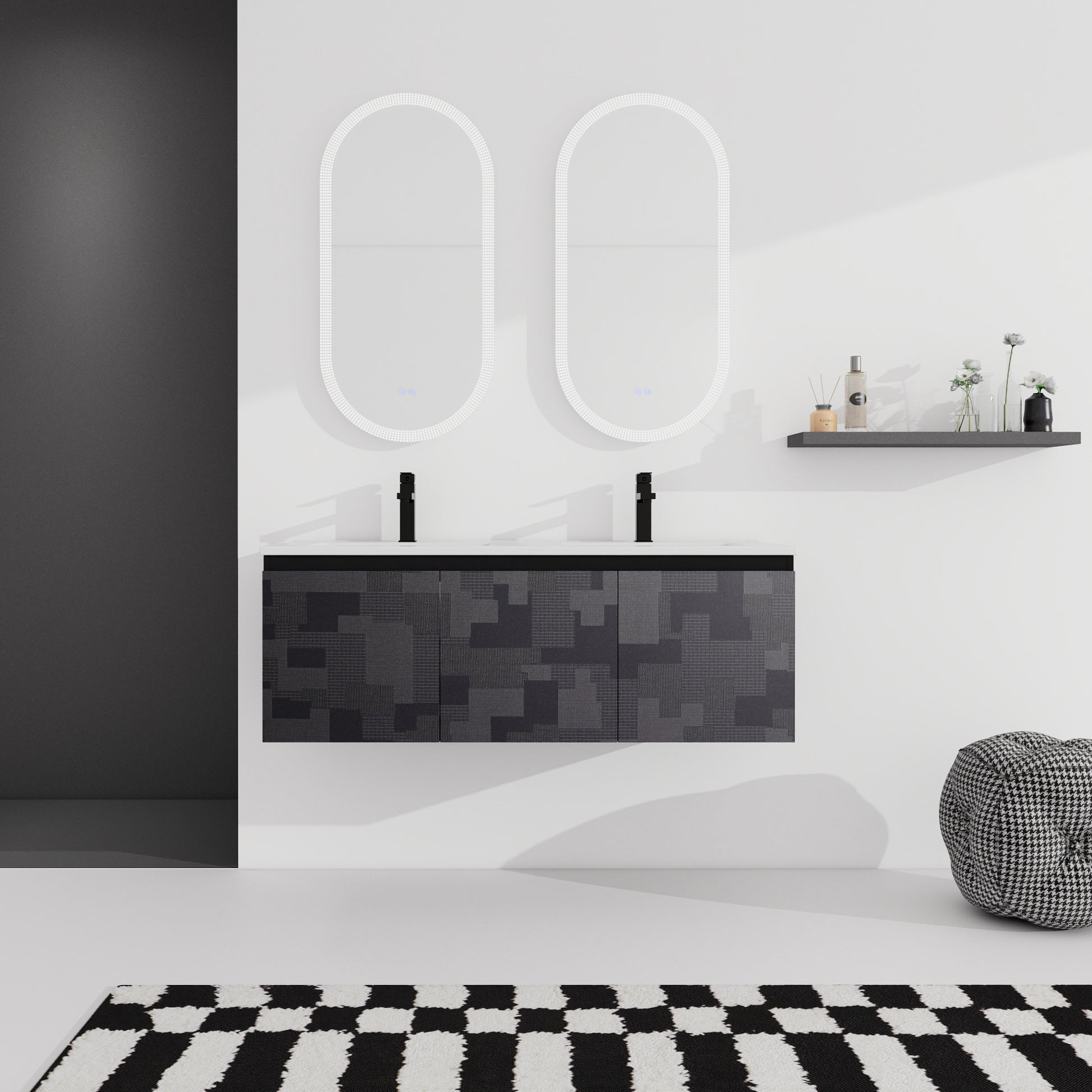 24/48 Inch Stylish Floating Wall-Mounted Bathroom Vanity with Ceramic Sink