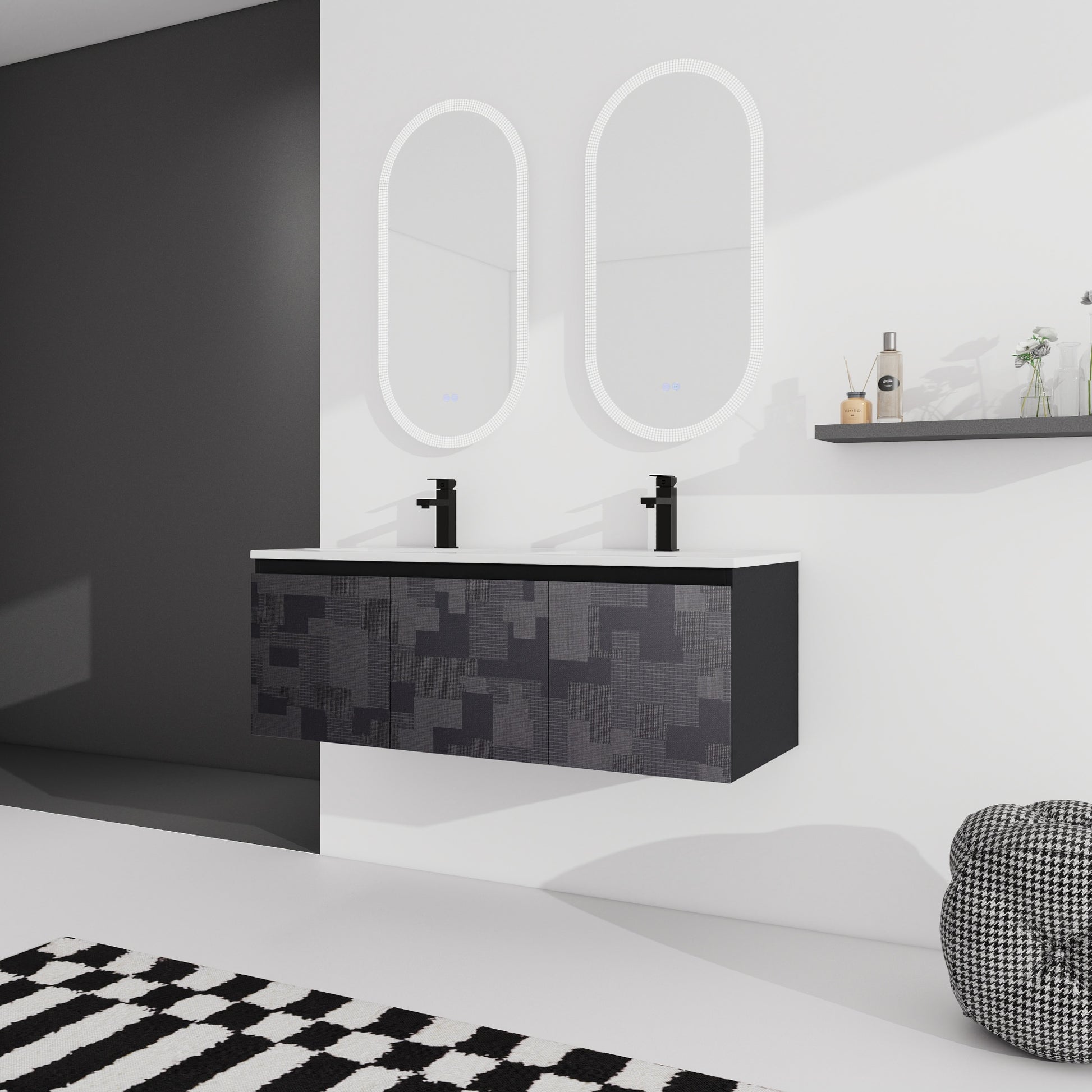 24/48 Inch Stylish Floating Wall-Mounted Bathroom Vanity with Ceramic Sink