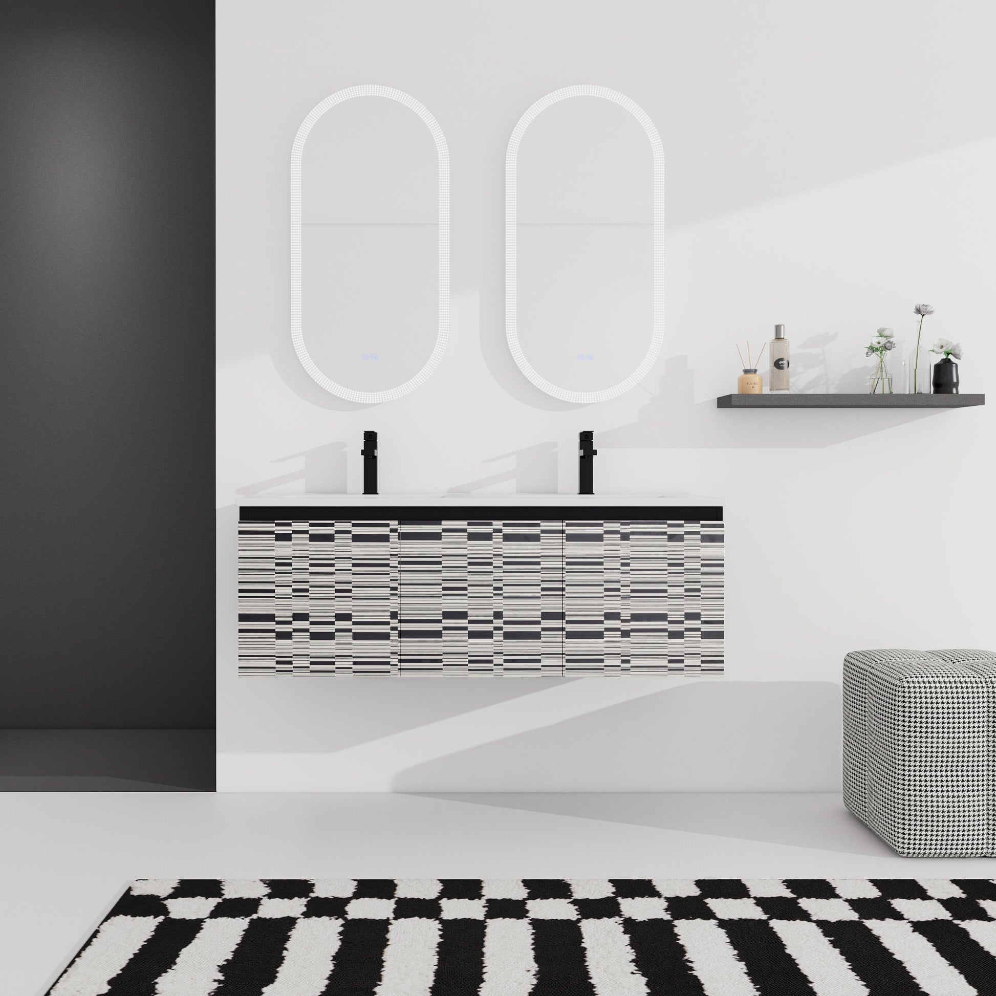 24/48 Inch Stylish Floating Wall-Mounted Bathroom Vanity with Ceramic Sink