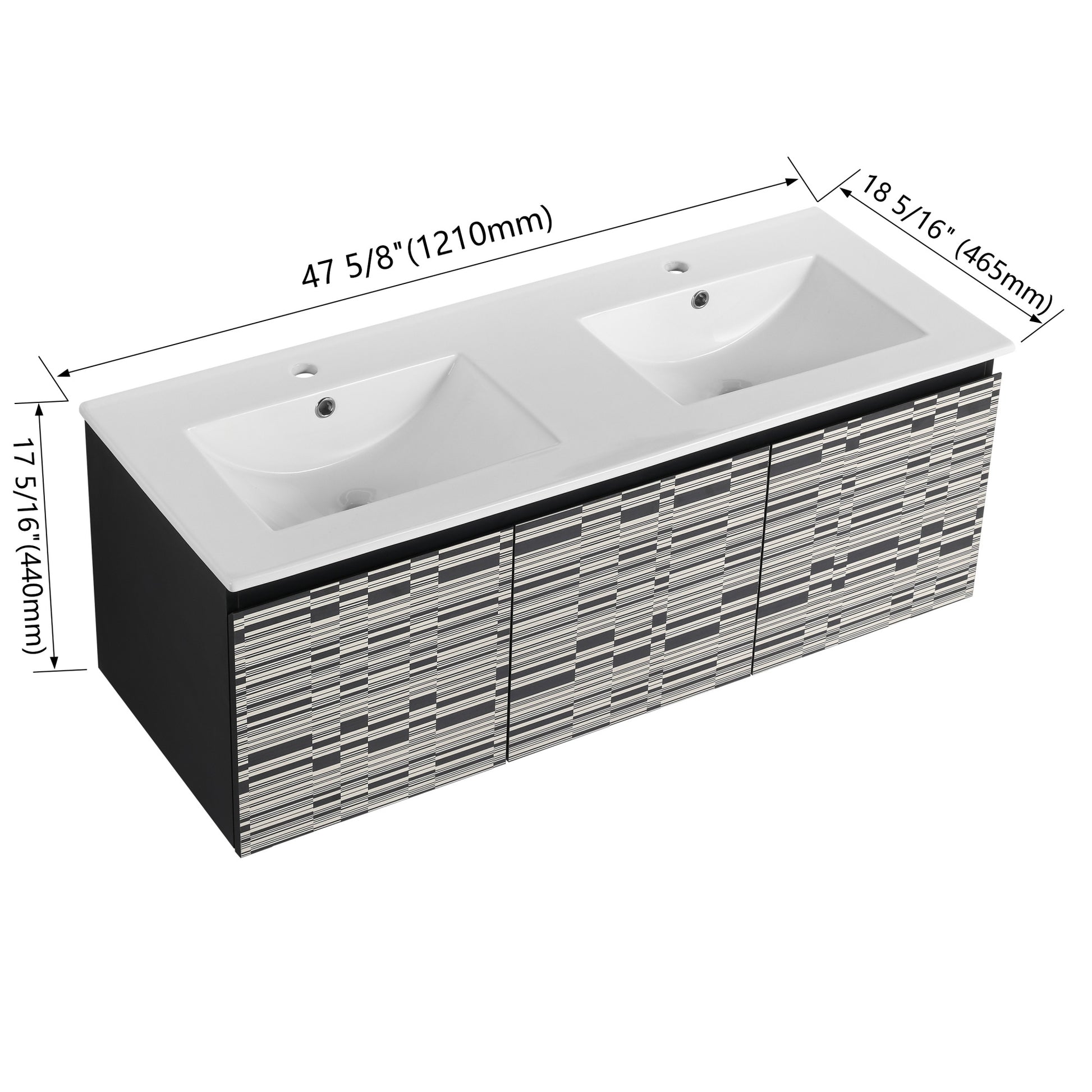 24/48 Inch Stylish Floating Wall-Mounted Bathroom Vanity with Ceramic Sink