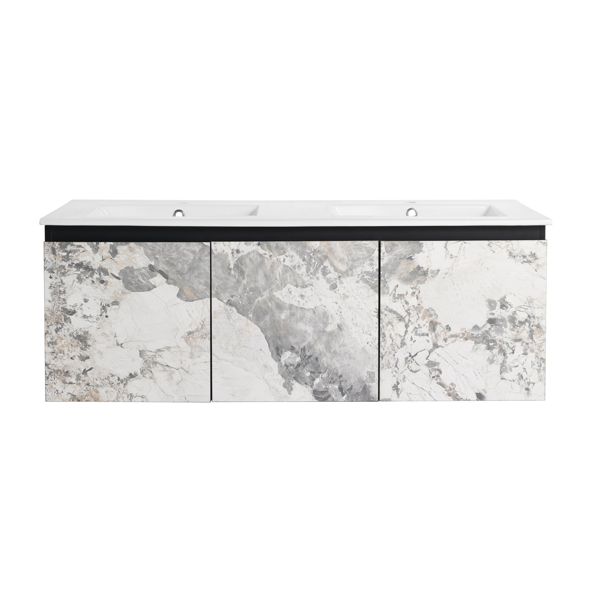 24/48 Inch Stylish Floating Wall-Mounted Bathroom Vanity with Ceramic Sink