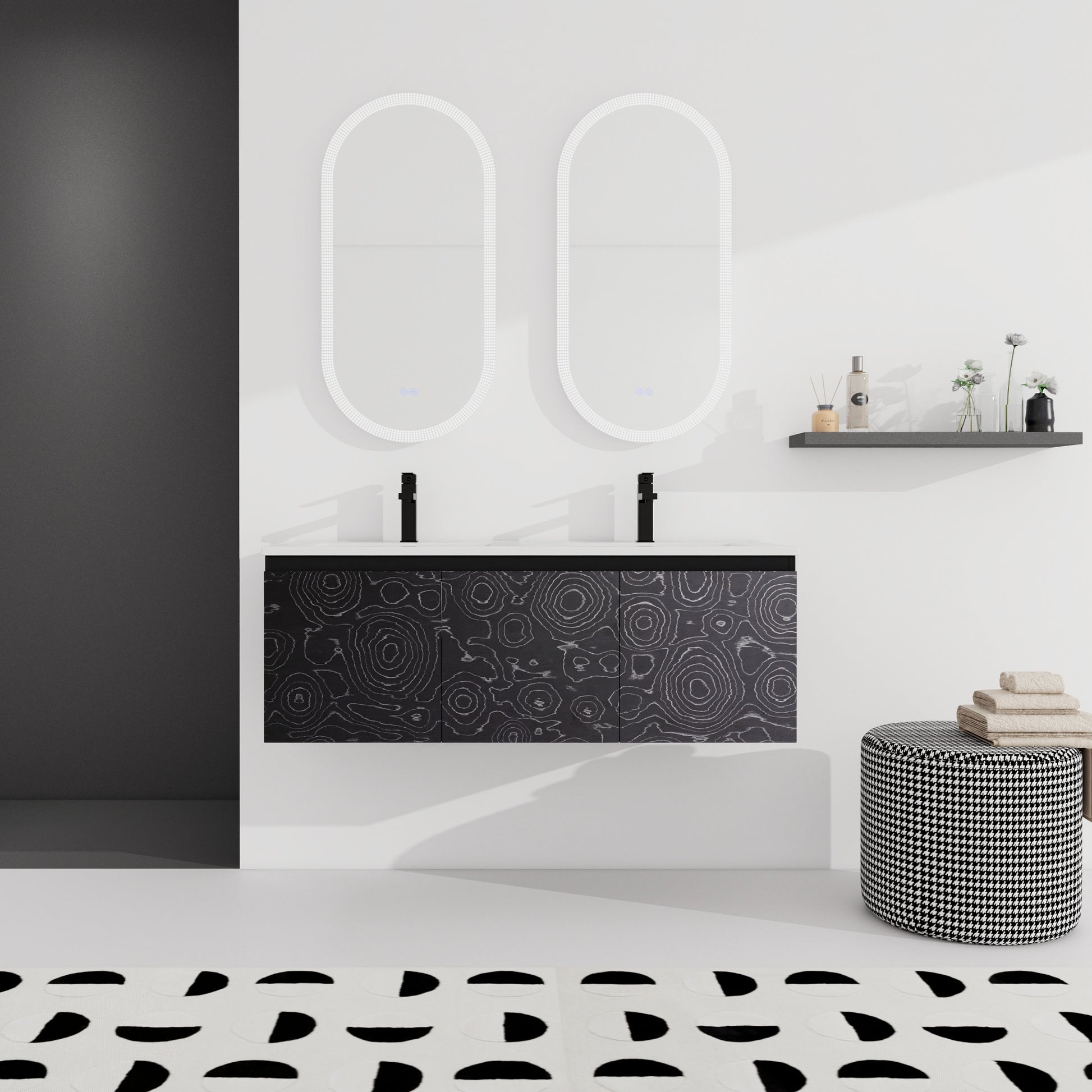 24/48 Inch Stylish Floating Wall-Mounted Bathroom Vanity with Ceramic Sink