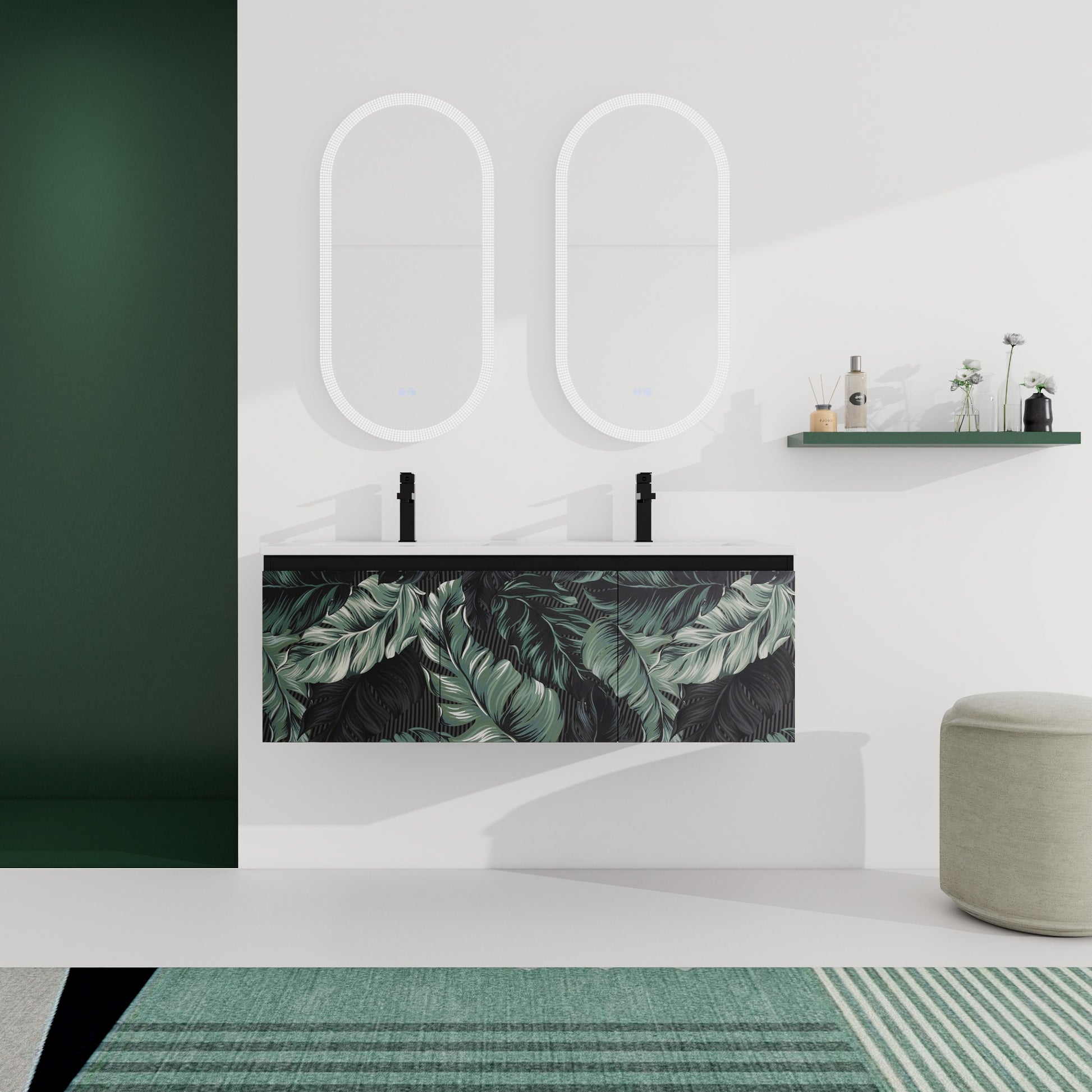 24/48 Inch Stylish Floating Wall-Mounted Bathroom Vanity with Ceramic Sink