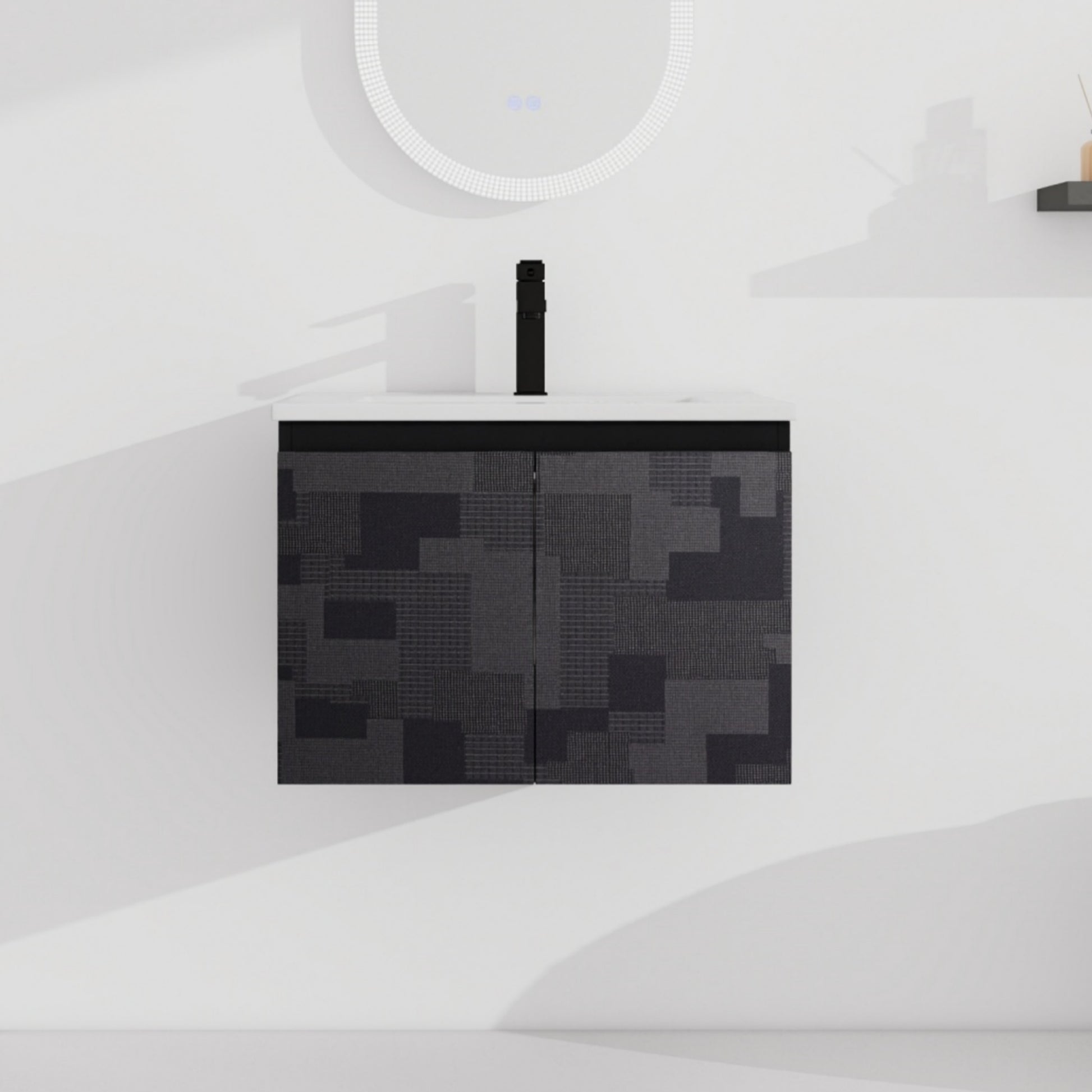 24/48 Inch Stylish Floating Wall-Mounted Bathroom Vanity with Ceramic Sink