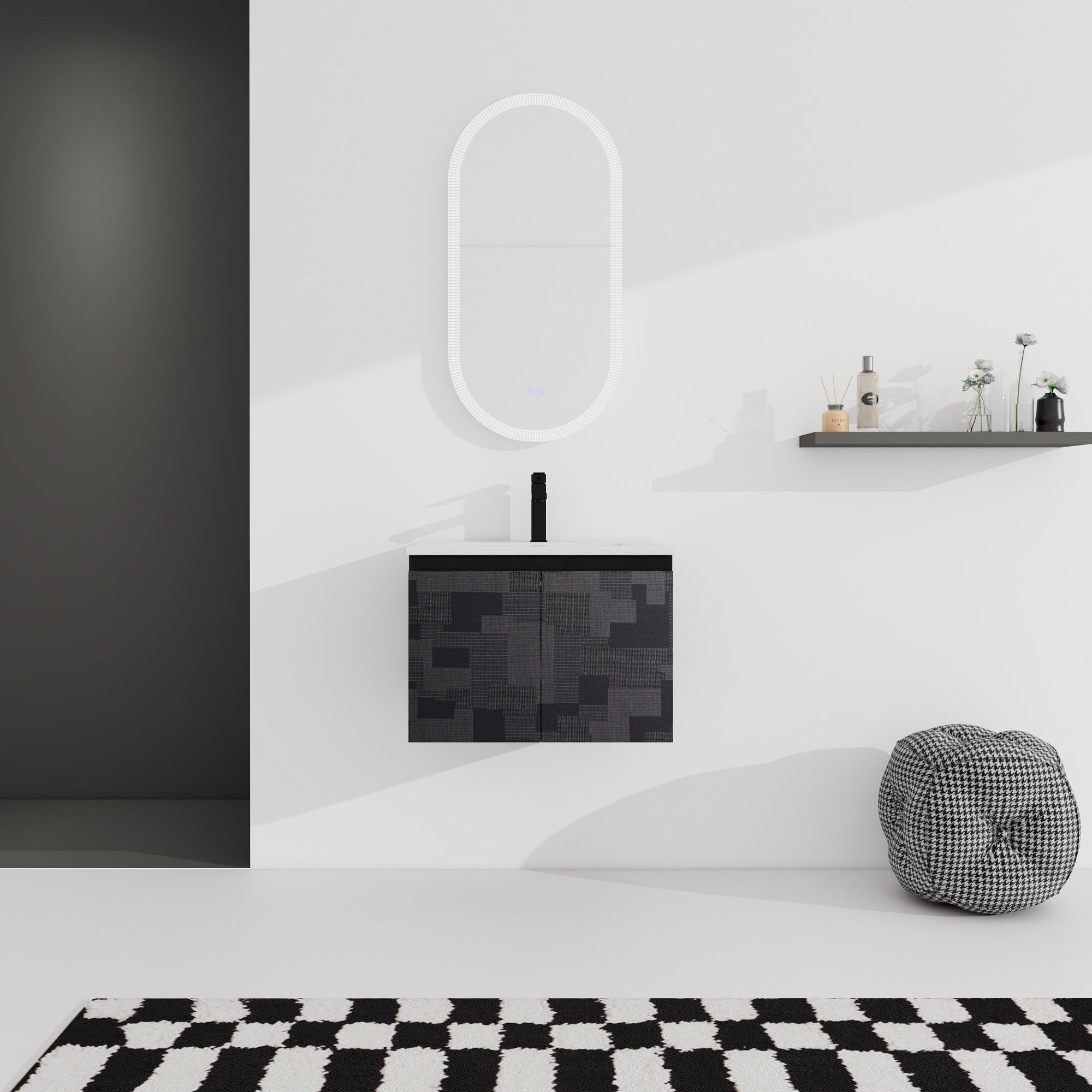 24/48 Inch Stylish Floating Wall-Mounted Bathroom Vanity with Ceramic Sink