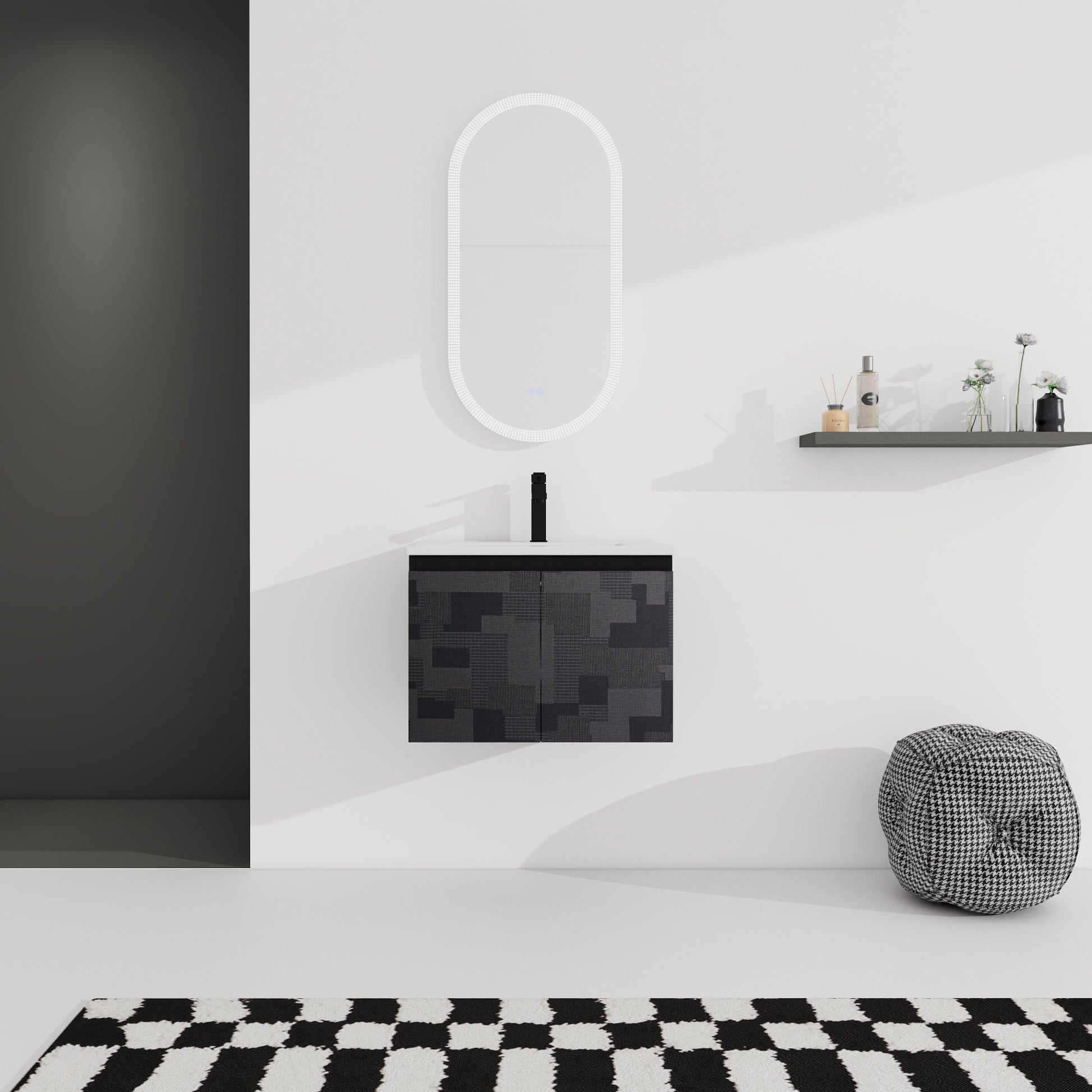 24/48 Inch Stylish Floating Wall-Mounted Bathroom Vanity with Ceramic Sink