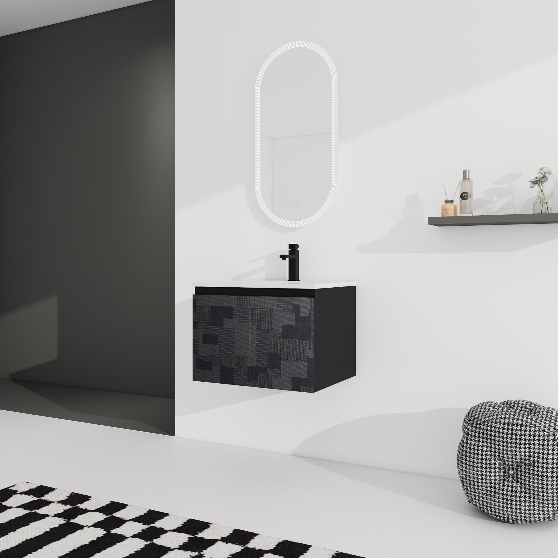 24/48 Inch Stylish Floating Wall-Mounted Bathroom Vanity with Ceramic Sink